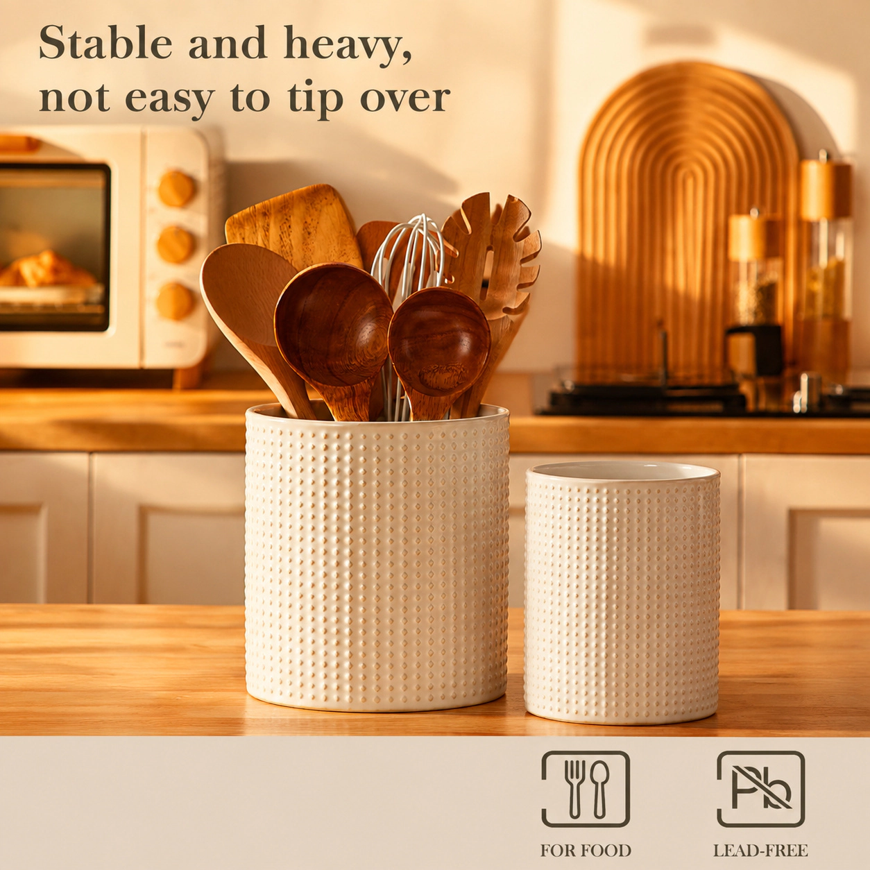 WZK 2 Pcs Ceramic Rhomb Pattern Kitchen Utensil Holders