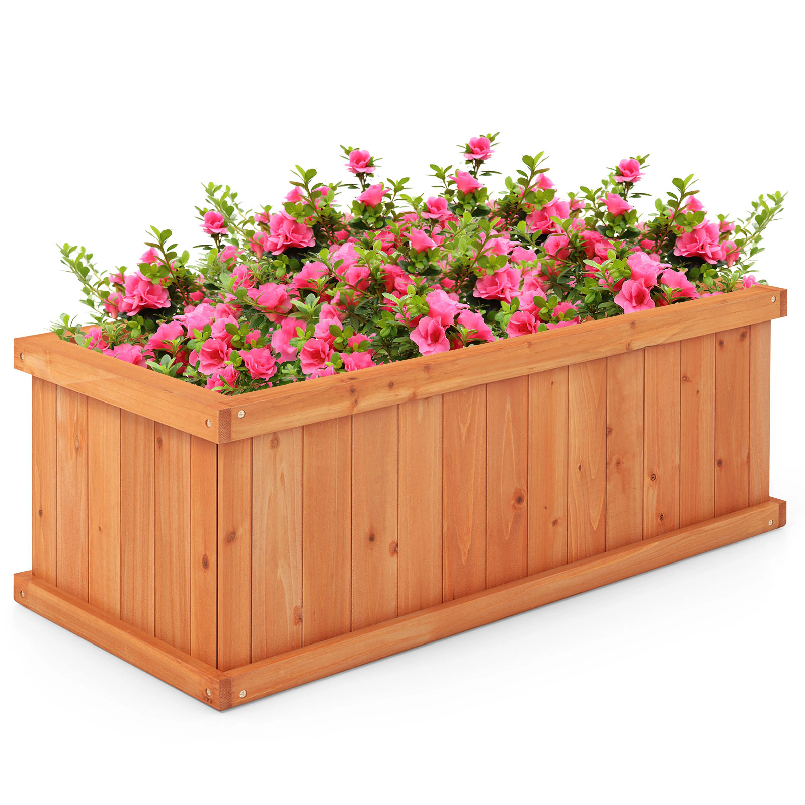 LJG Raised Garden Bed Wooden Planter Box with 4 Drainage Holes and Detachable Bottom Panels
