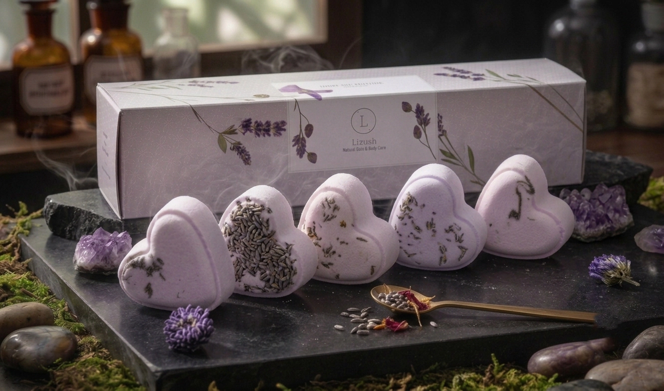 Lizush  Lavender 5 Heart-Shaped Shower Steamers in Gift Box for your LOVE