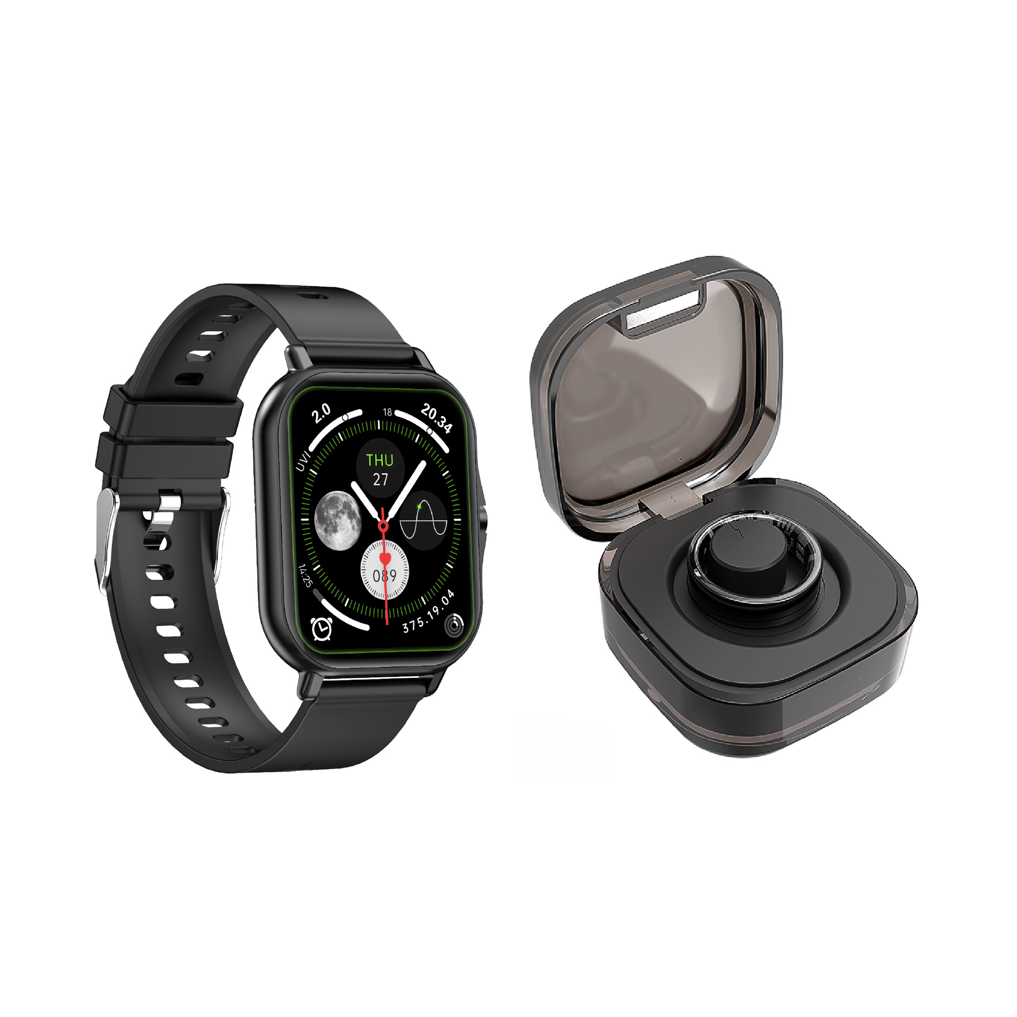 Pursonic Unisex Smart Watch & Wellness Ring Bundle – Bluetooth Calling, Fitness Tracking & 24/7 Health Monitoring