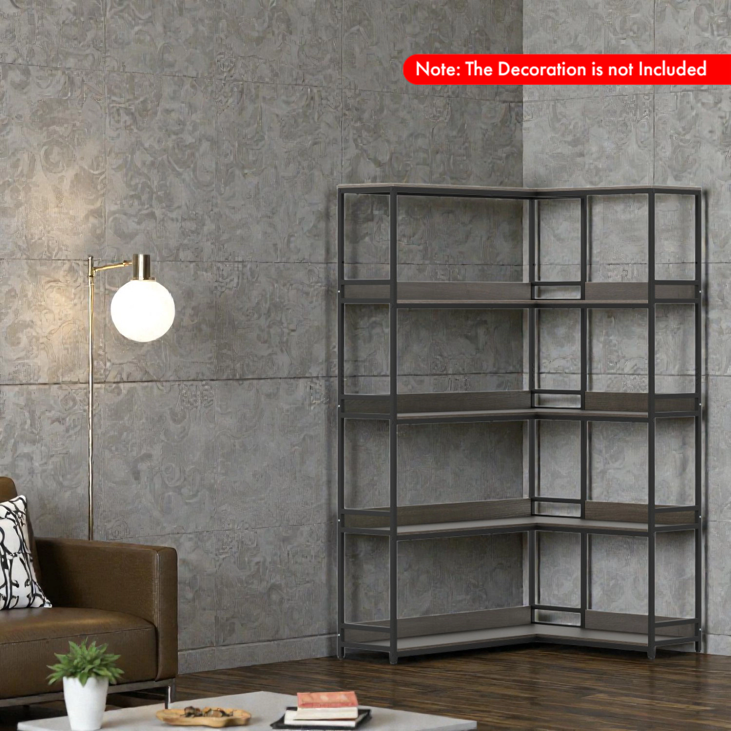 Hivvago Modern Corner Book Organizer with 5 Tiers