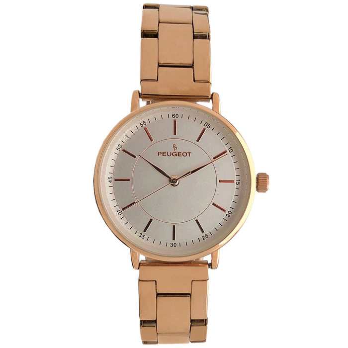 Peugeot Women Rose Gold Watch 30mm Sleek Stainless Steel Bracelet