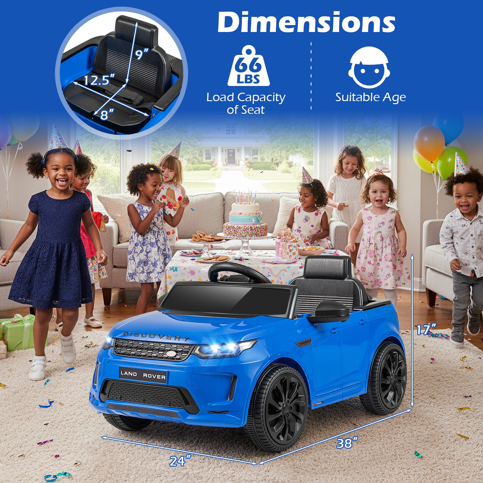 SUGIFT Licensed Land Rover Kids Ride-On Car 12V Battery Powered Kids Electric Car 66-lb Seat Capacity Ages 3+ Navy