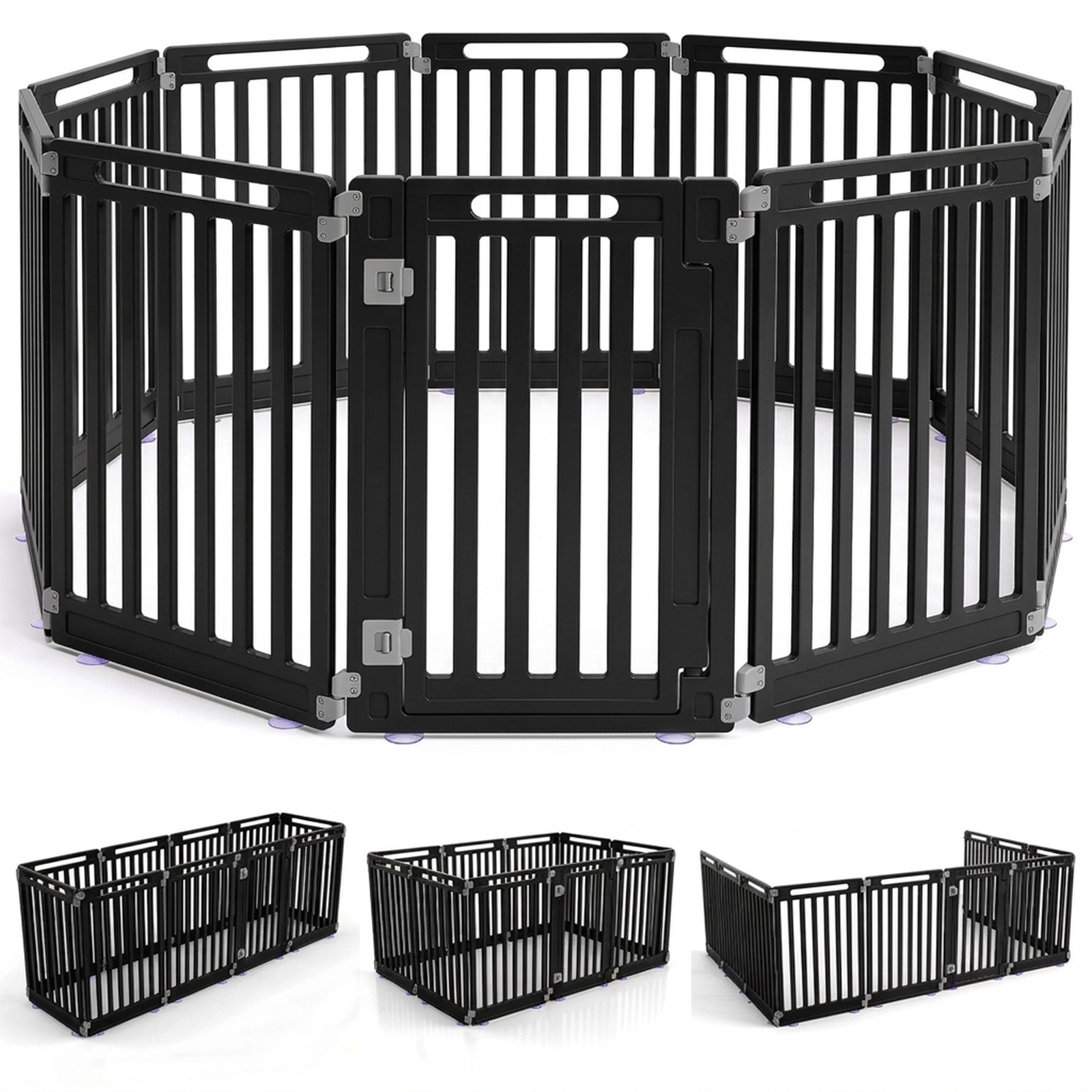 SUGIFT Indoor Outdoor Dog Playpen with 10 Panels 31.5-in Height Black