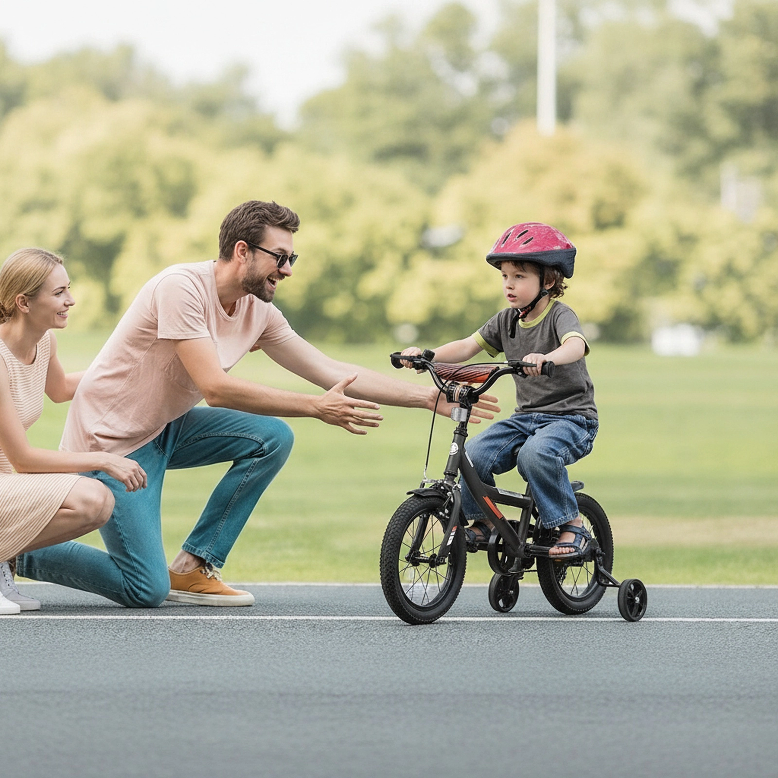 14-in Kids Bike Removable Training Wheels Adjustable Seat Ages 3-5 Black Bicycle Kickstand and 145-lb Seat Capacity