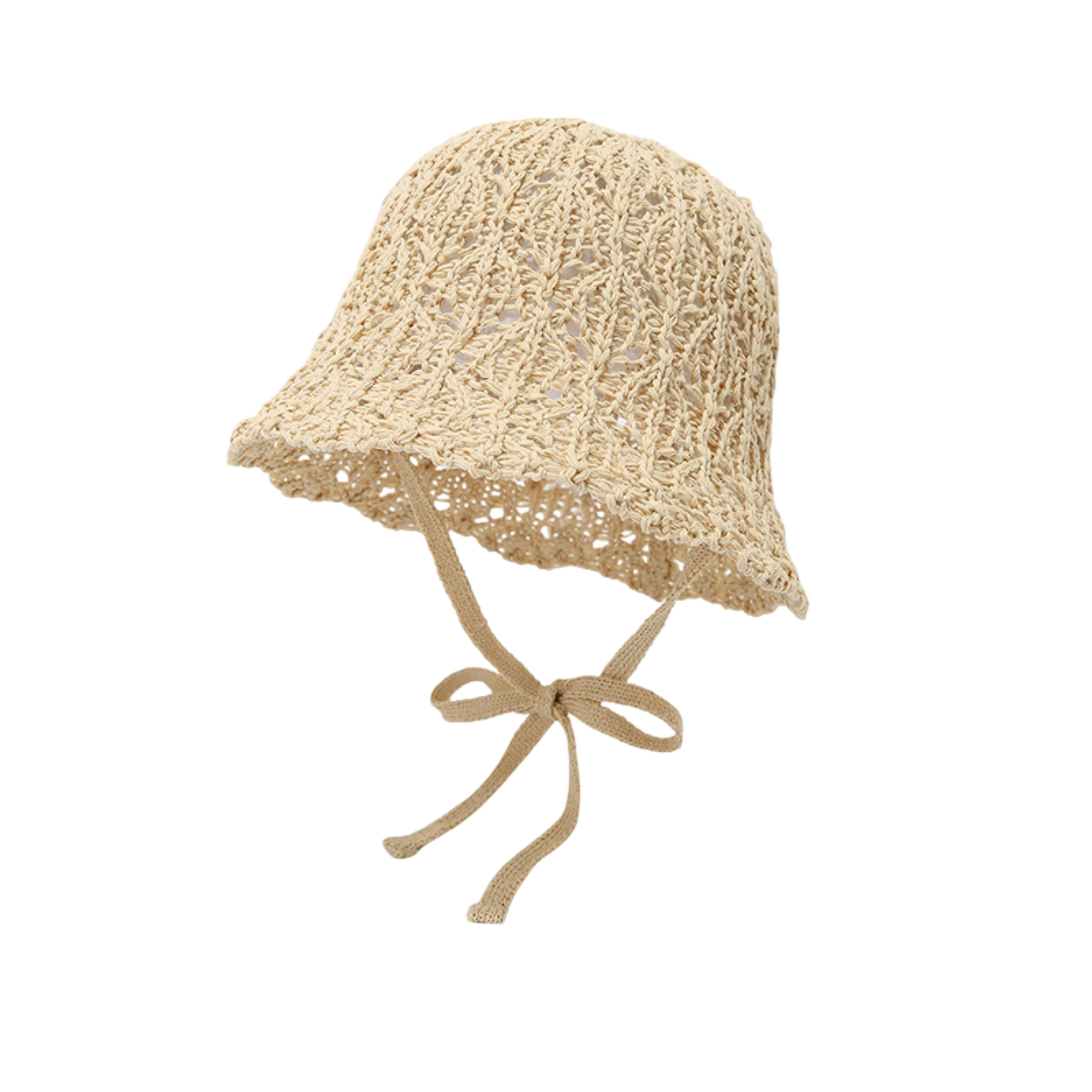 Anna-Kaci Women's Crochet Bucket Sun Hat Wide Brim Knit Beach Adjustable Chin Tie Summer