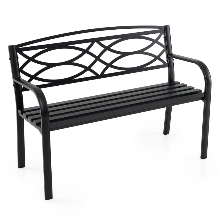 Hivvago Garden Bench With Curved Armrests And Backrest