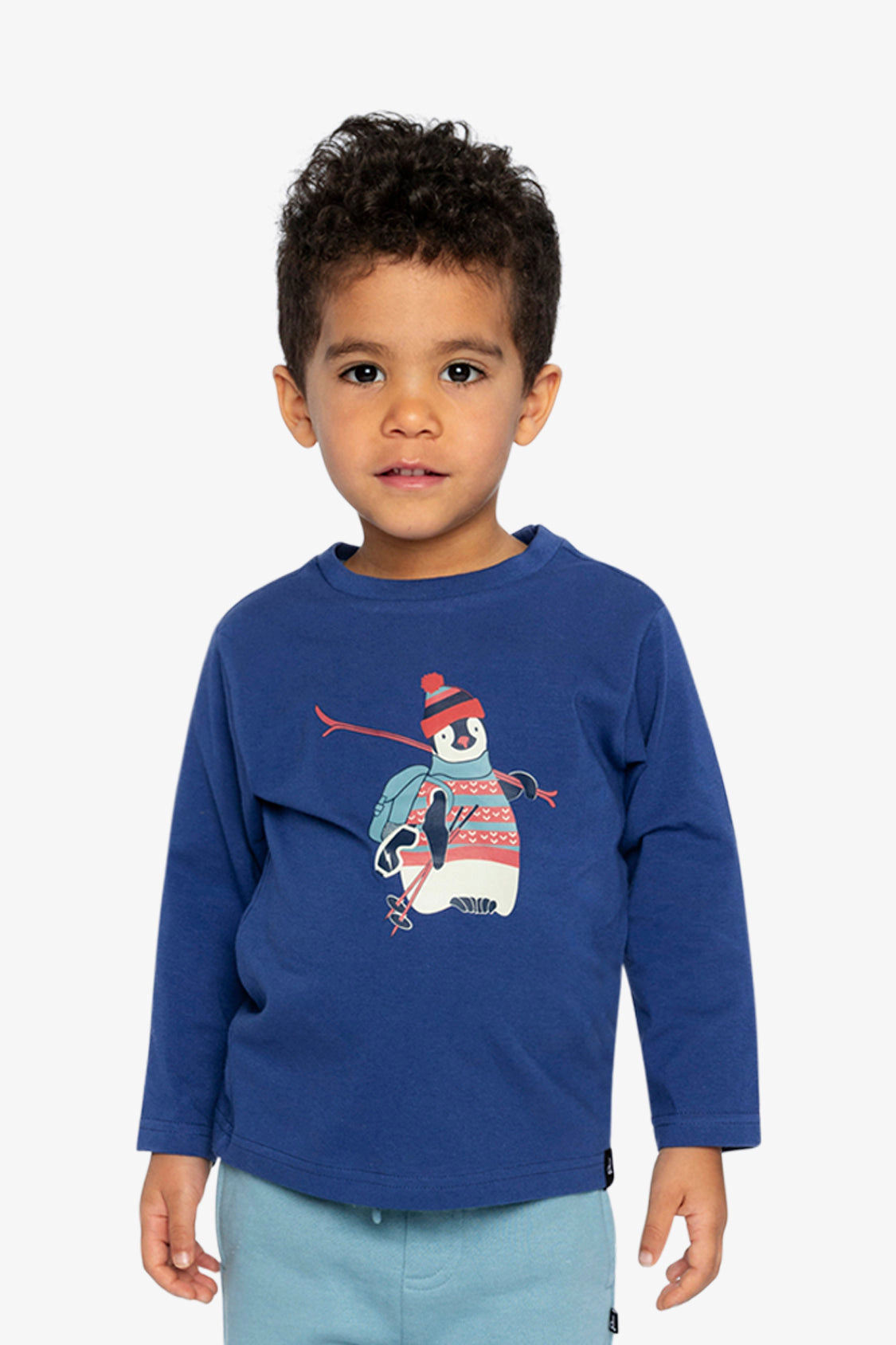Deux par Boys Long Sleeve Organic Cotton Penguin Graphic T-Shirt