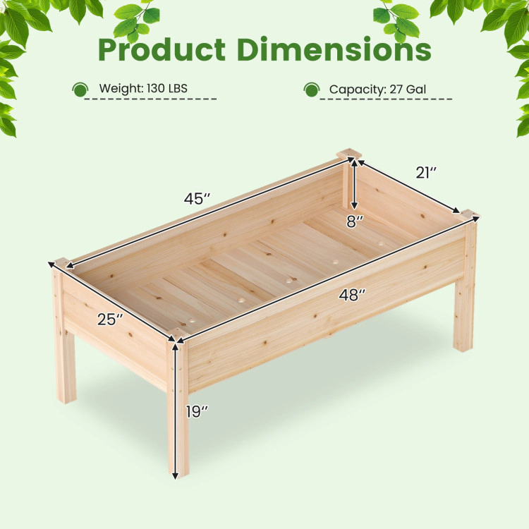 Hivvago Wooden Raised Garden Bed with Legs Natural Fir Wood Elevated Planter Box
