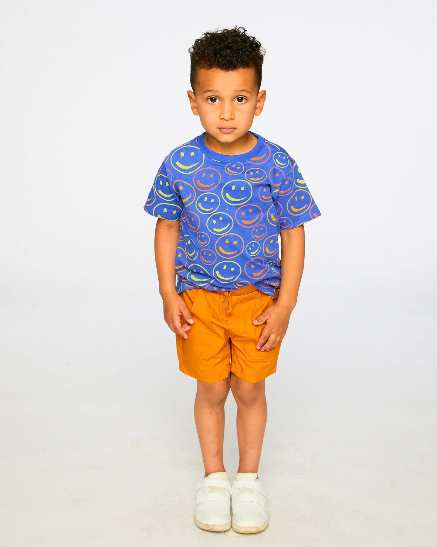 Deux par Boys Organic Cotton Jersey T-Shirt Smiley Print