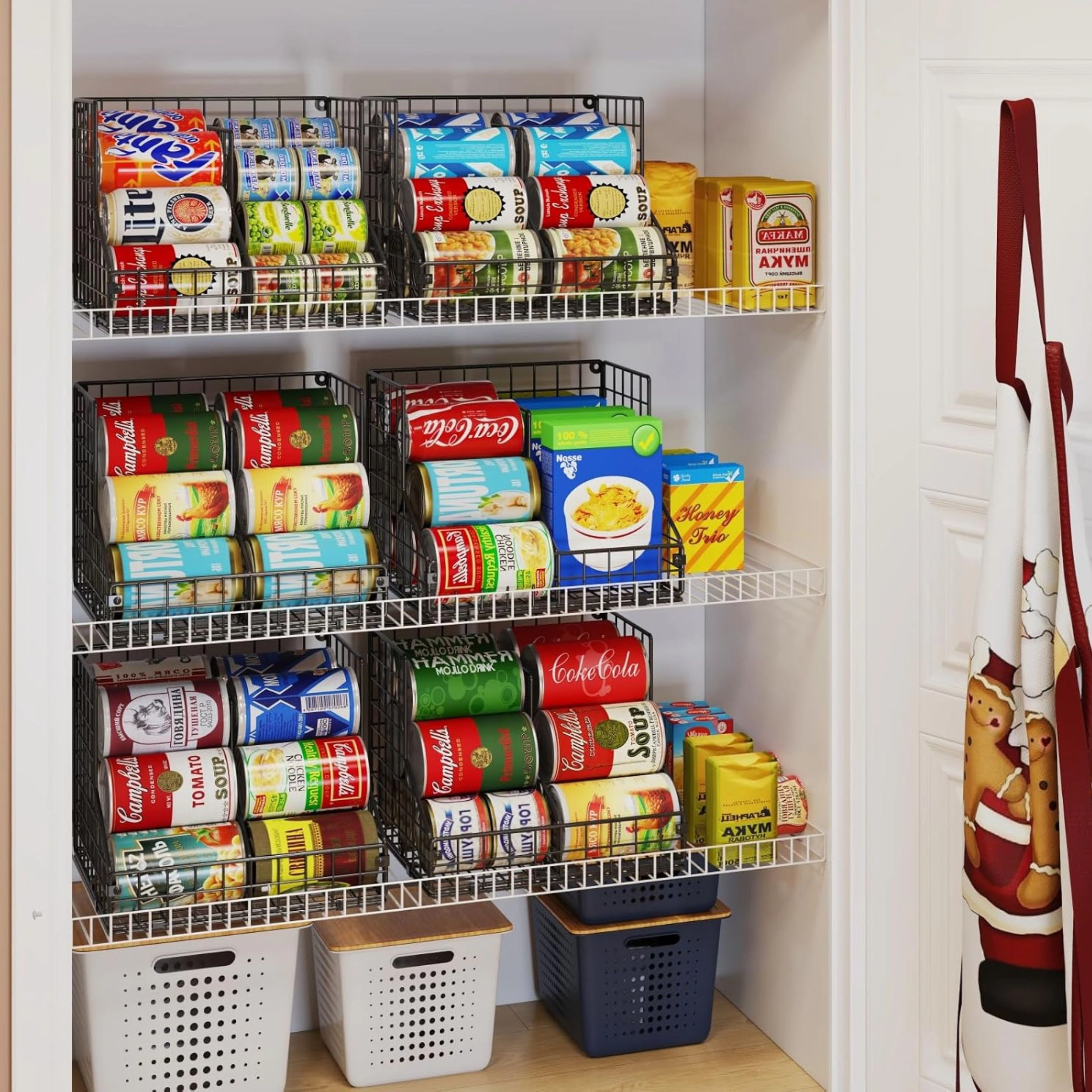 Stock Preferred Stackable Metal Can Organizer with Adjustable Dividers