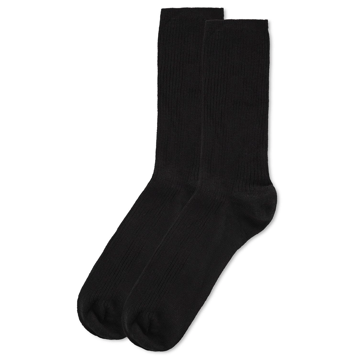 MeMoi Women's 2 Pair Pack Bamboo Blend Flat Ribbed Crew Socks