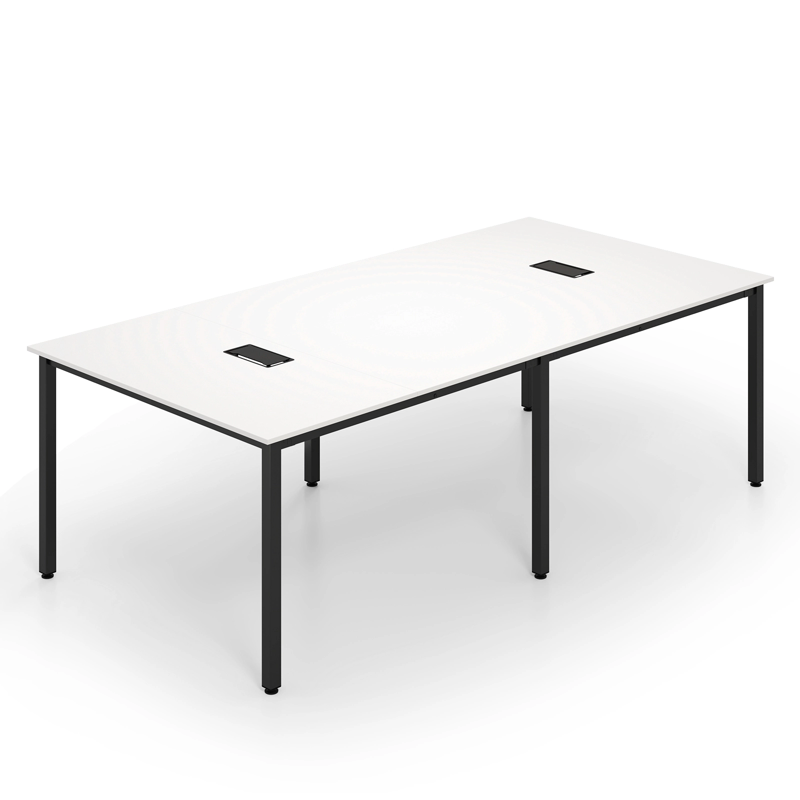 SUGIFT 95-in Rustic Brown Conference Room Table for 10 People with 2 Cable Grommets and 6-Leg Metal Frame