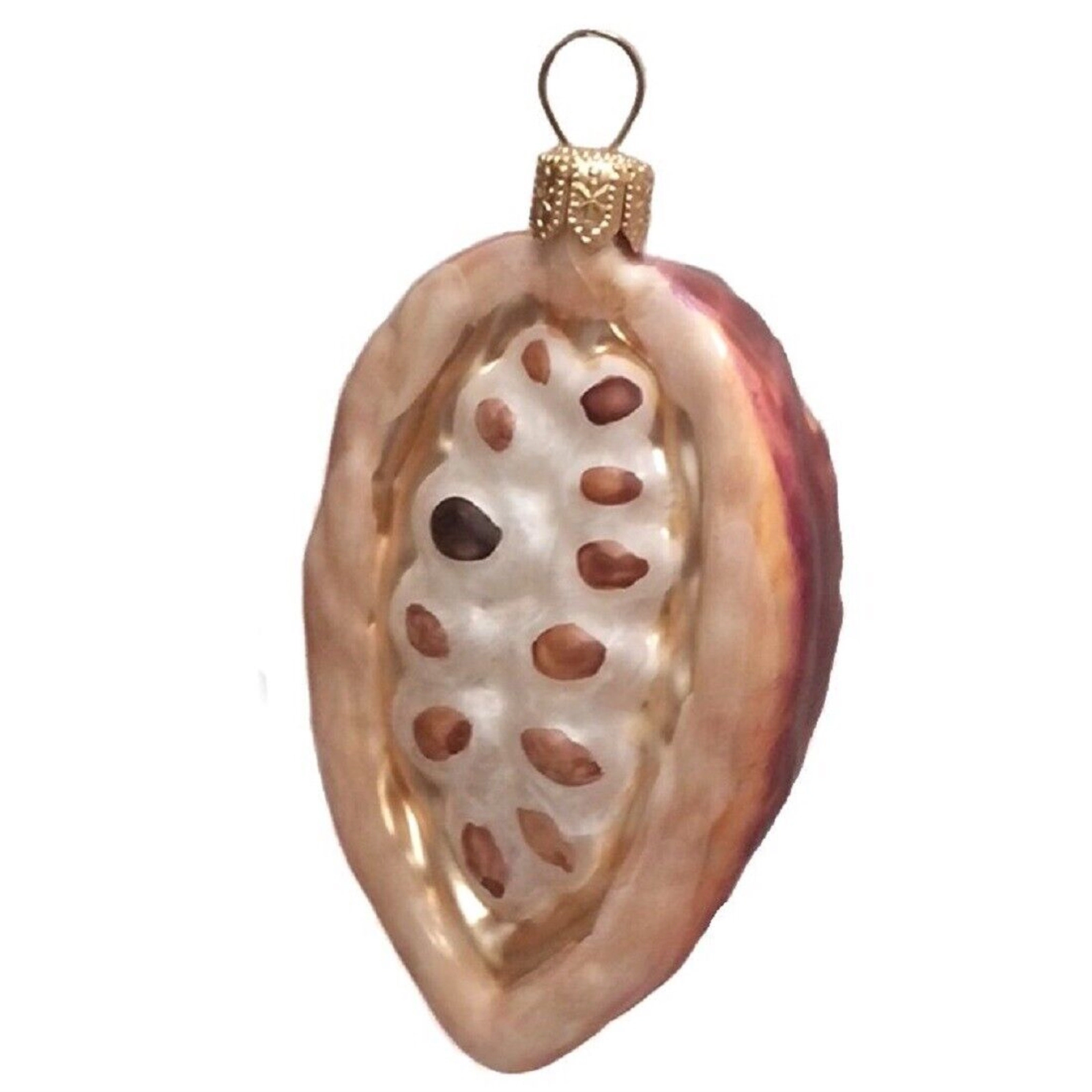 Pinnacle Peak Trading Company Cocoa Beans Polish Blown Glass Christmas Ornament Set of 2 Holiday Decorations
