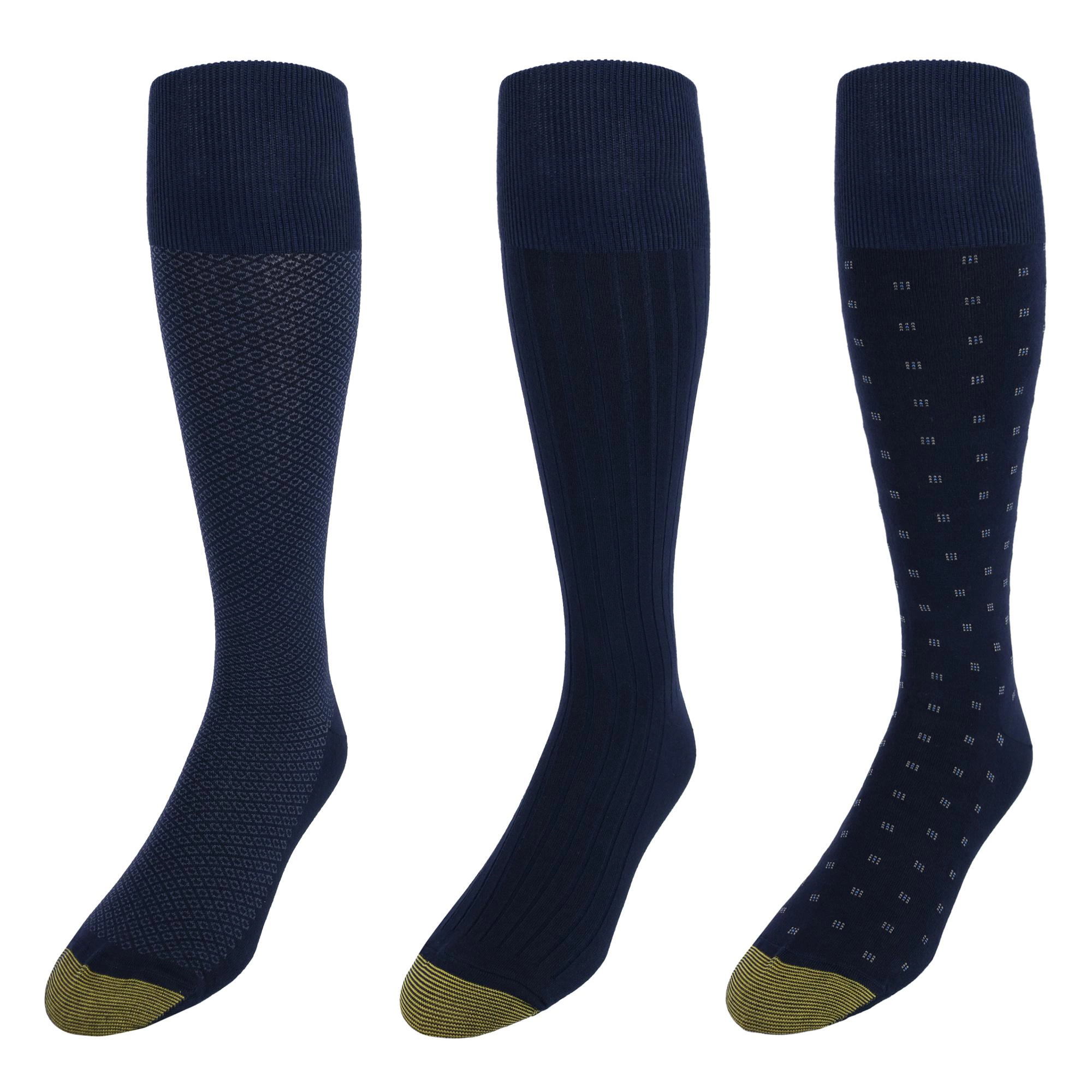 Gold Toe Men's Over the Calf Moisture Control Fashion Socks (Pack of 3)