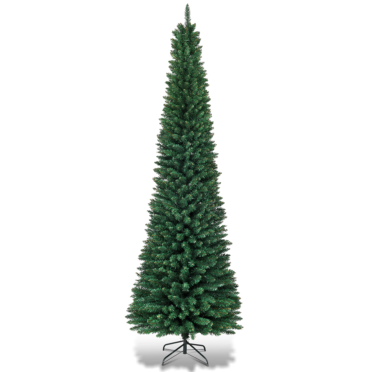 Costway 5/6/7/8/9Ft PVC Artificial Pencil Christmas Tree Slim Stand
