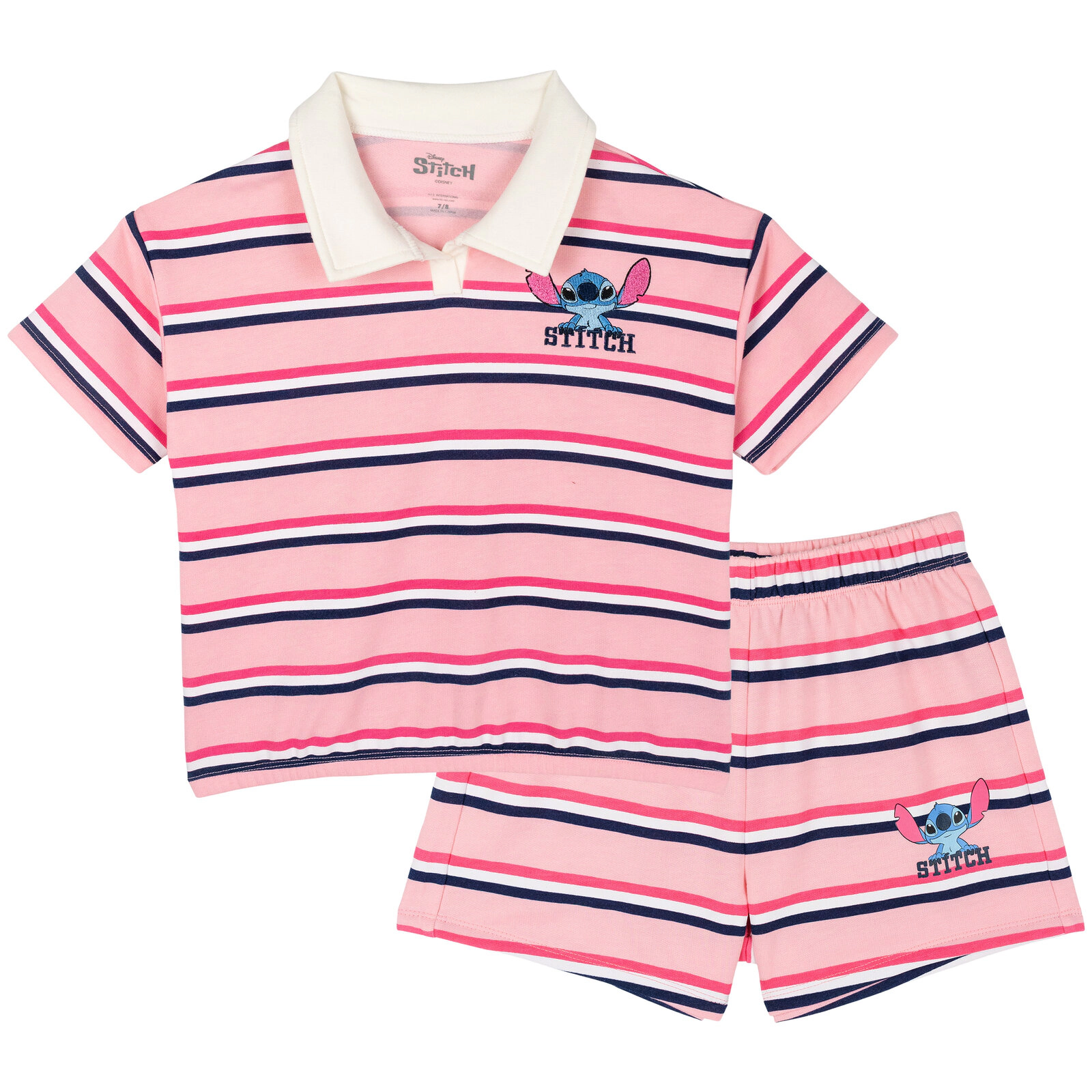 Disney Lilo & Stitch Girls' 2-Piece Athletic Polo Shirt and Shorts Set