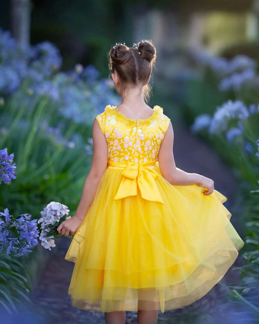 Faeella Girls Sunshine Petal Yellow Tulle Birthday Dress