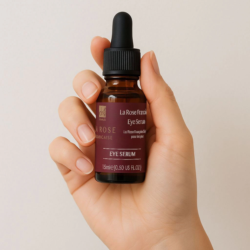 Dr Botanicals La Rose Française Eye Serum - Anti-Aging Bakuchiol & Vitamin E for Dark Circles and Puffiness 15ml