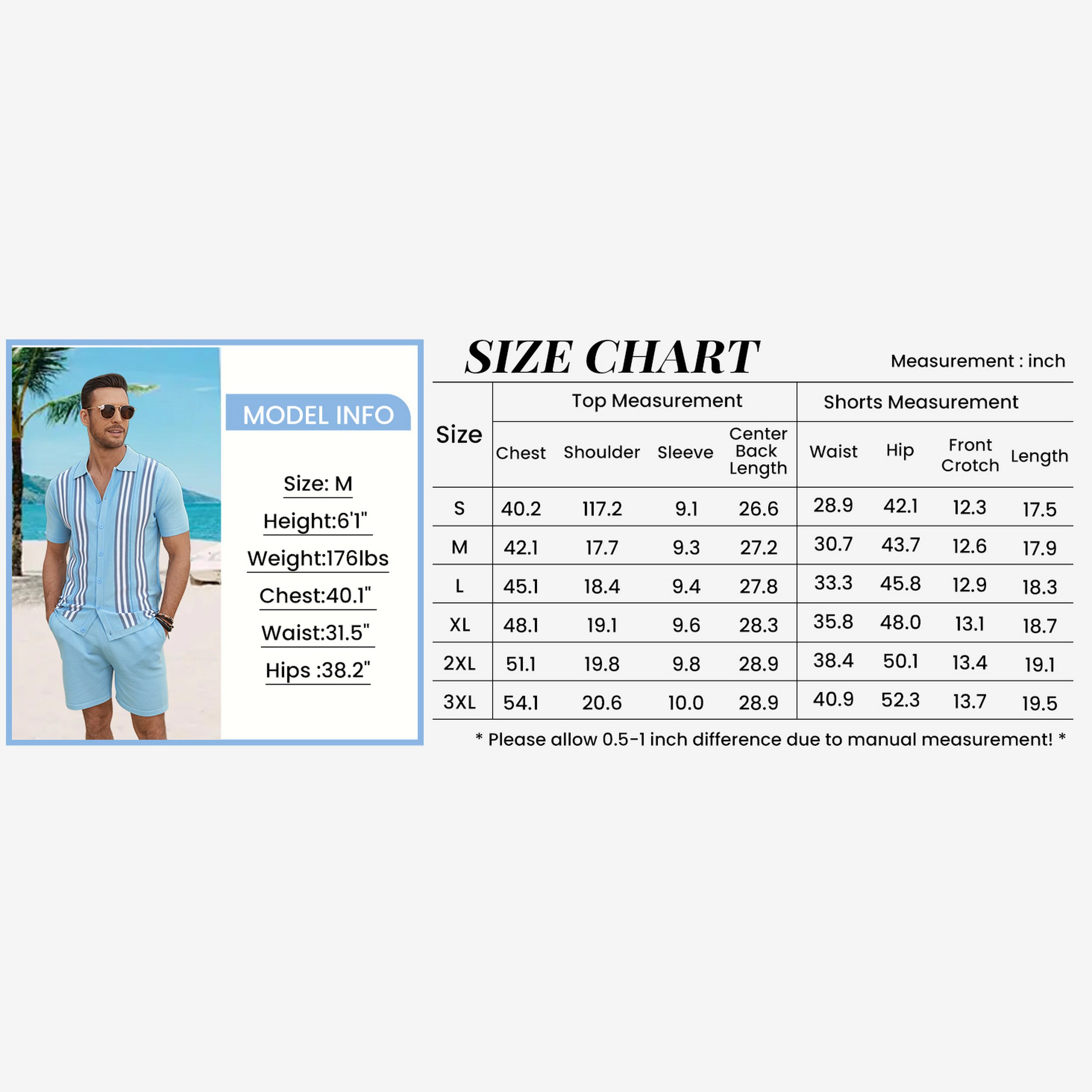 COOFANDY Men's Regular Fit Collar Neck Short Sleeve Shirt and Shorts Two Piece Set