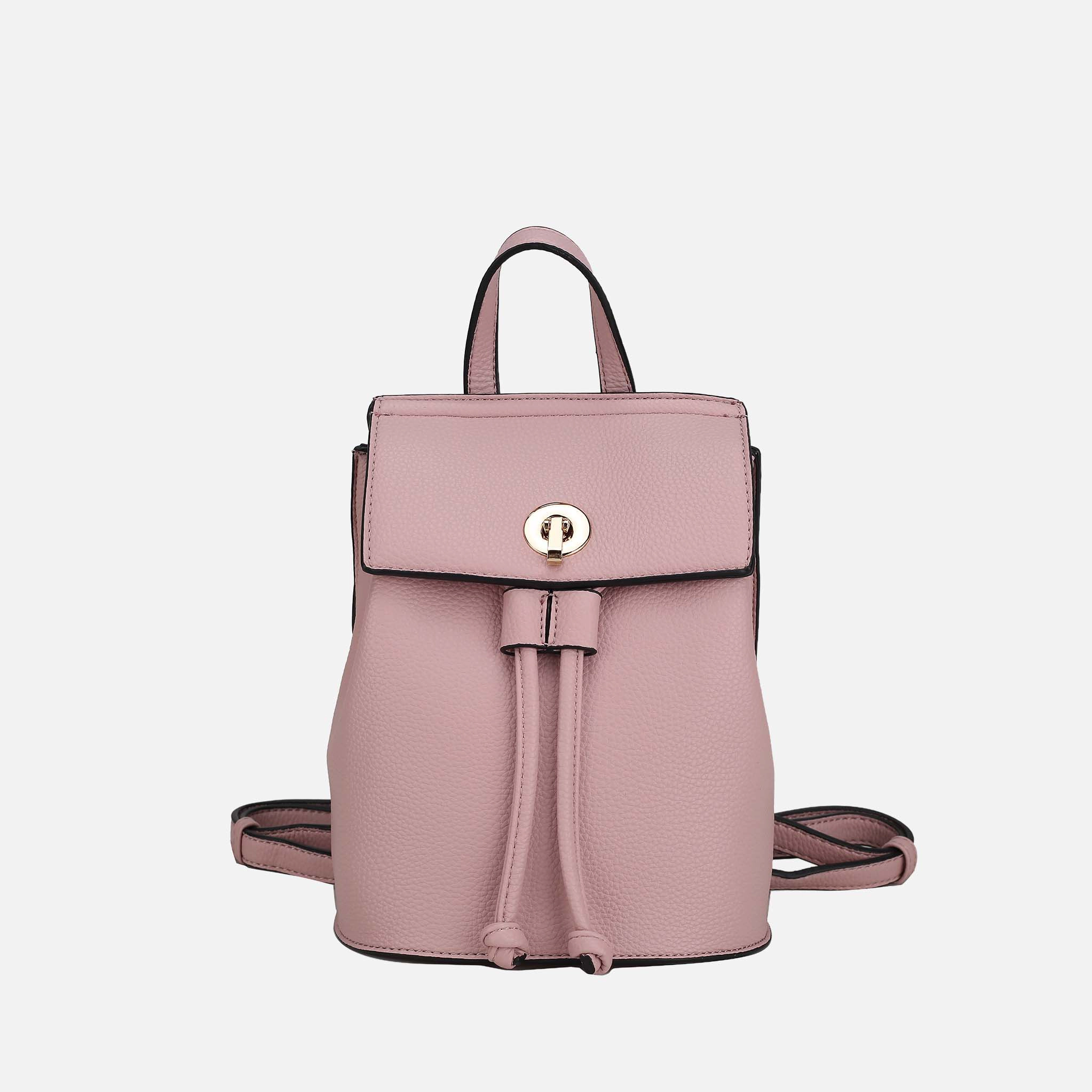 Mia K Collection Serafina Mini Backpack - Pebble Vegan Leather, Gold-Tone Hardware