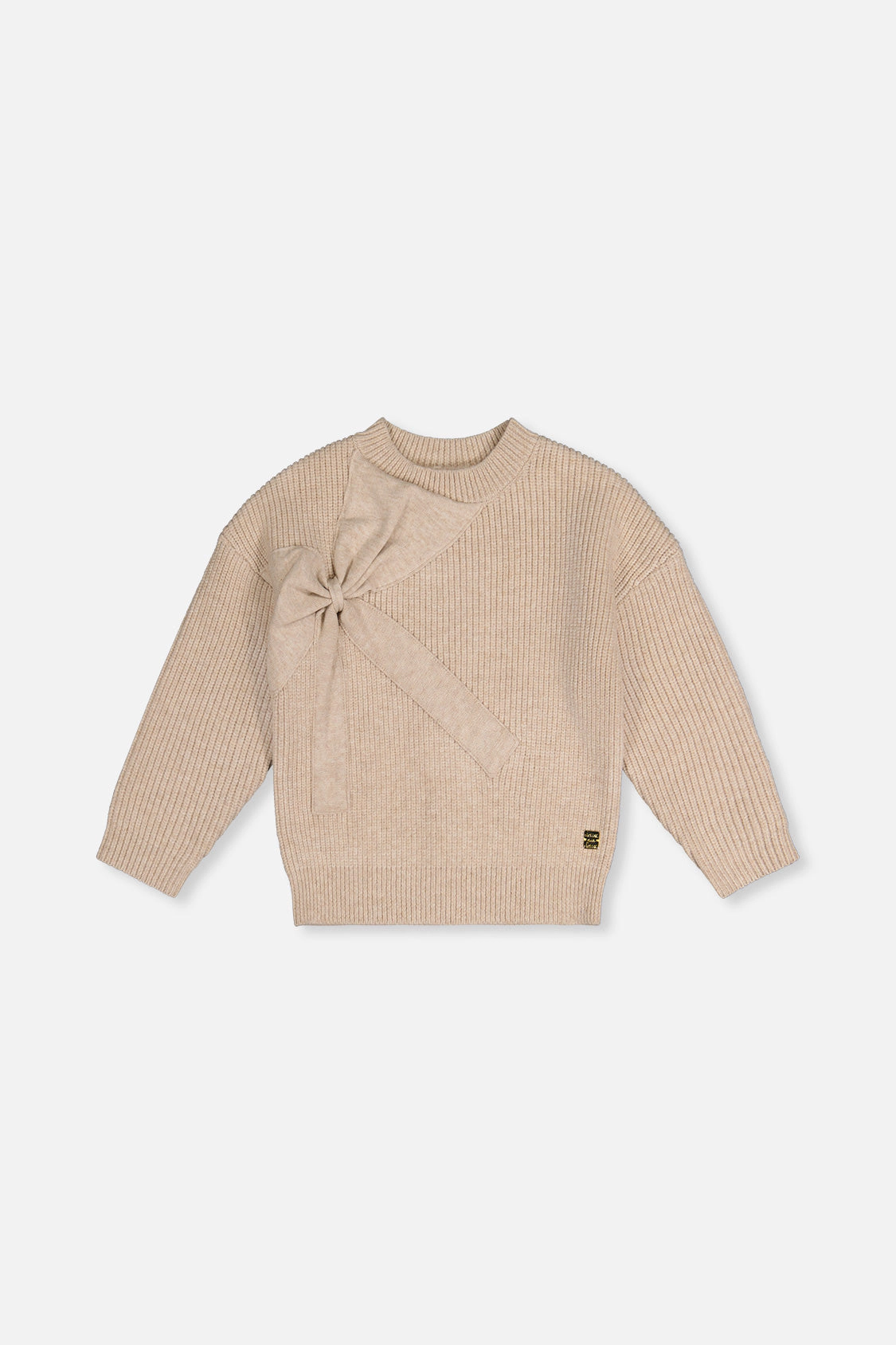 Deux par Girls Ribbed Knit Sweater with Dimensional Bow
