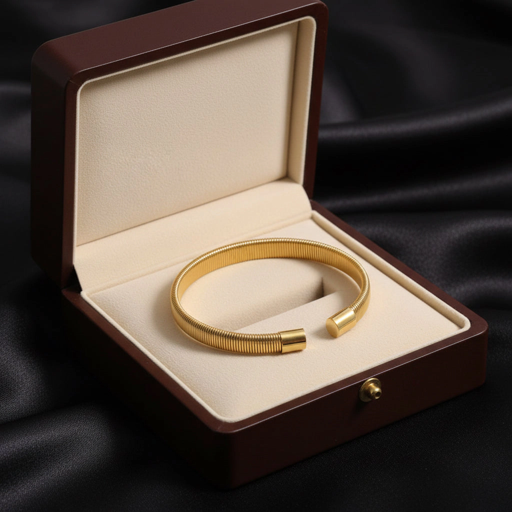 DressAtR Women's Braided Gold Plated Bangle Bracelet