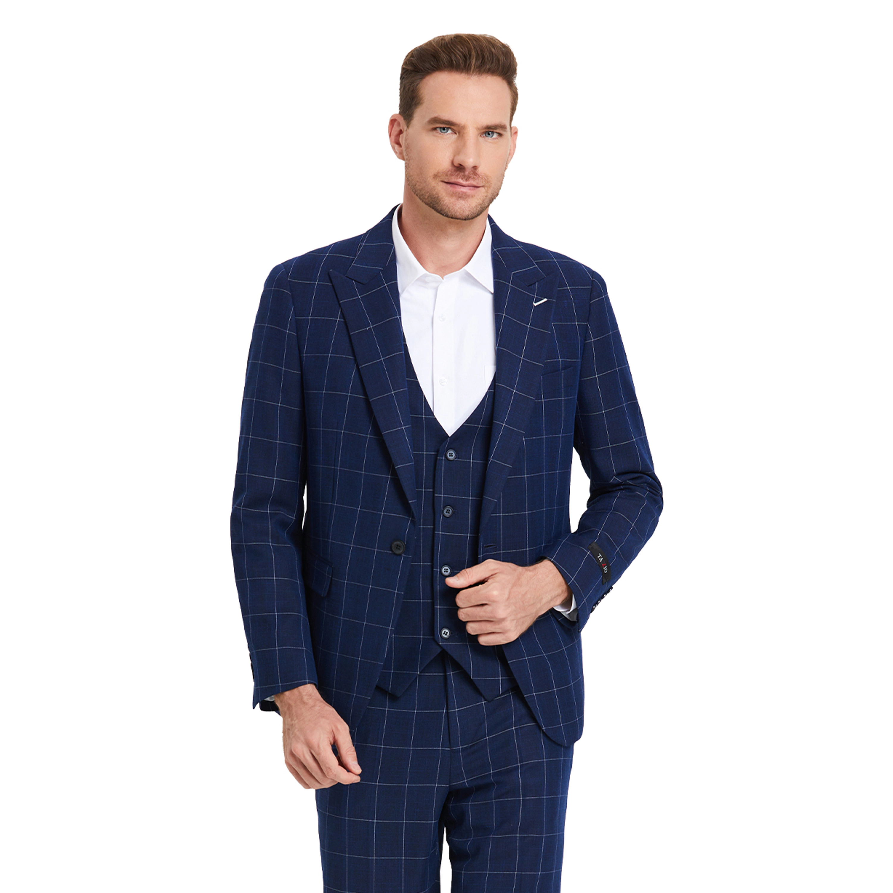Tazzio Mens Skinny Fit Floral Jacquard 3pc Suit Set, Matching Bowtie Included