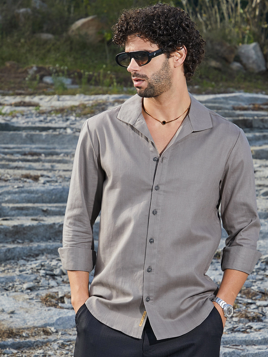 Cahoot Men's Solid Casual Shirt