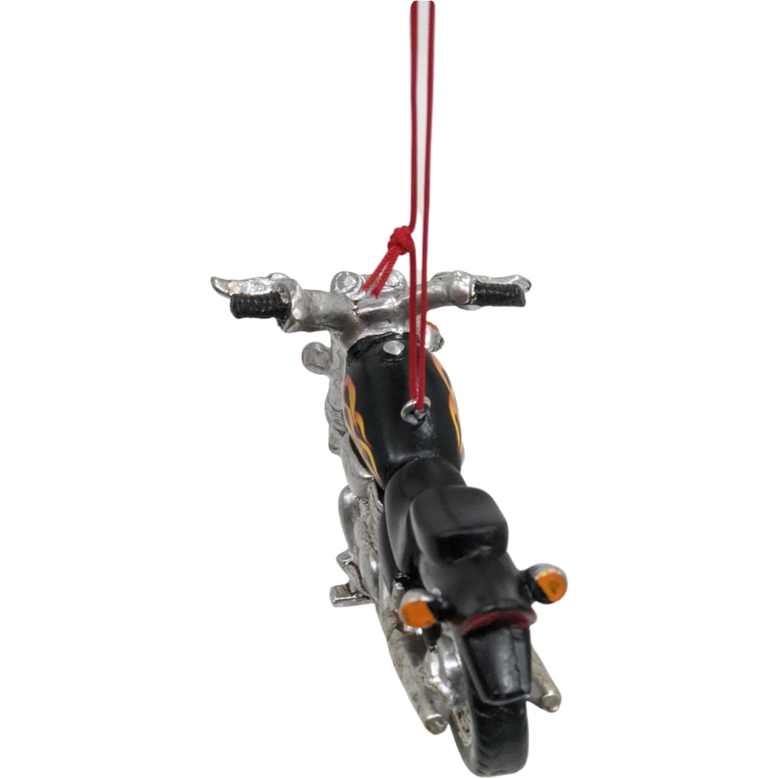 Ganz Black Motorcycle With Flames Resin Hanging Christmas Ornament 5 inch