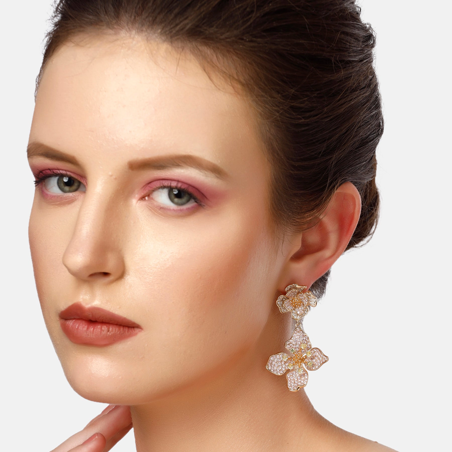 AGP PARIS Womens Diva Two-Tiered Floral Drop Earrings