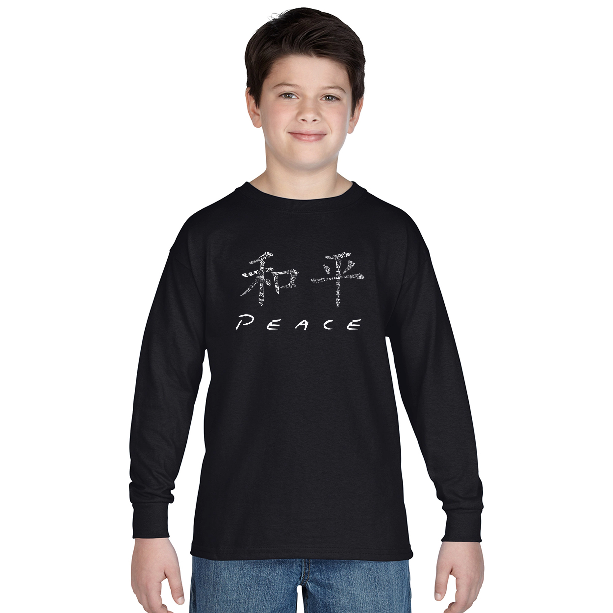 LA Pop Art Boys Long Sleeve T-Shirt -  Chinese Peace Symbol