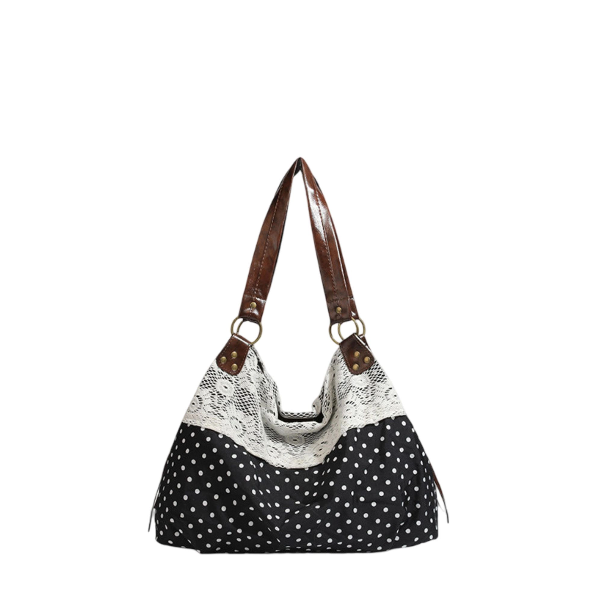 Alilang Women's Polka Dot Lace Accent Shoulder Bag for Women