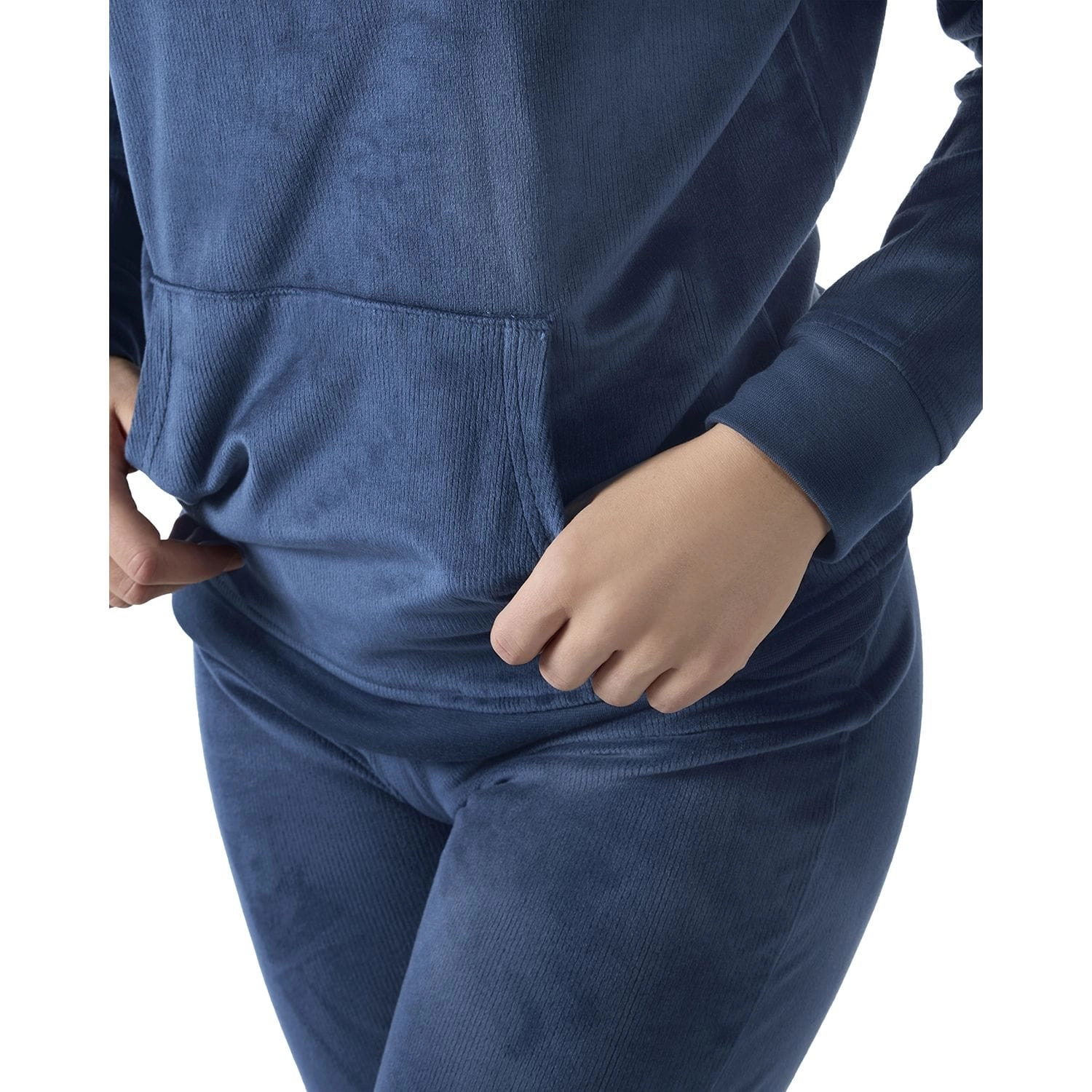 MeMoi Women's 2 Piece Plush Ribbed Velour Hooded Sweatshirt Set
