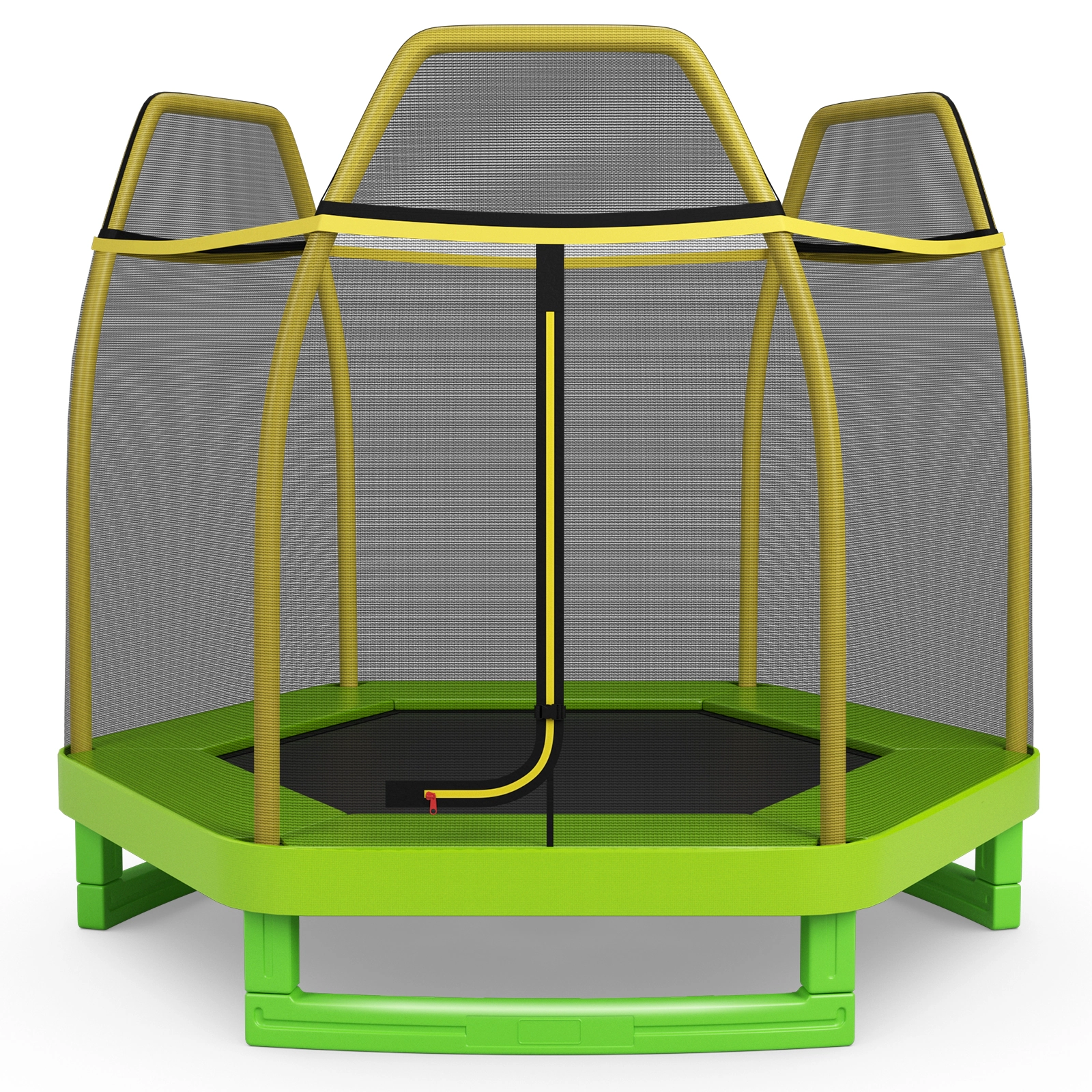 SUGIFT 7.3-ft Kids Recreational Bounce Jumper Trampoline with Enclosure Net 150-lb Capacity Ages 3+ Green