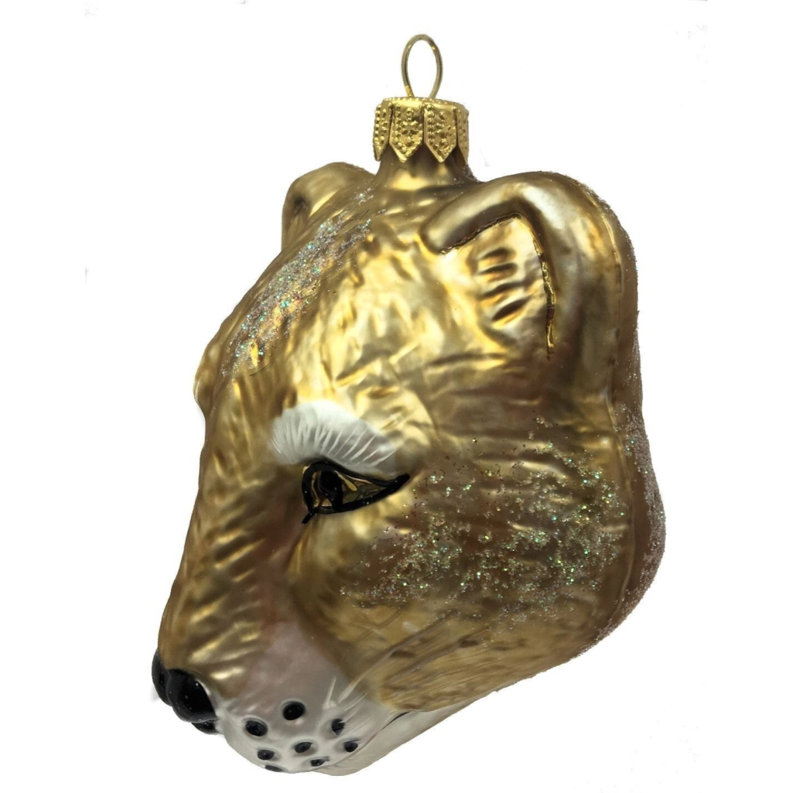 Pinnacle Peak Trading Company Puma Cougar Head Figural Polish Glass Christmas Ornament Wild Cat Mountain Lion
