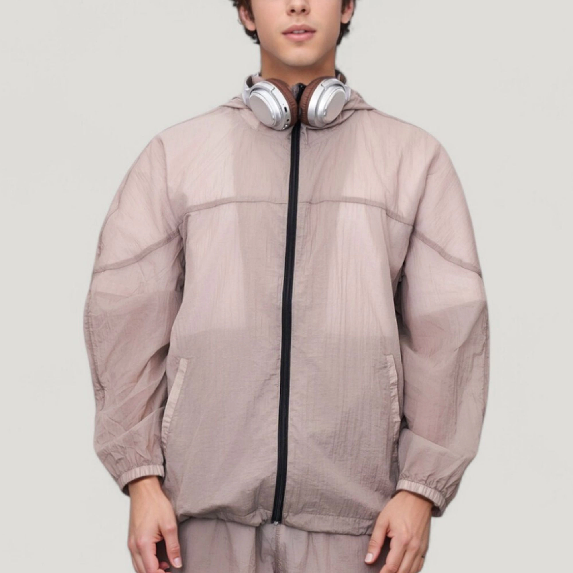 Anna-Kaci Men's Hooded Zip-Up Sun Protection Jacket with Lightweight Design and Relaxed Fit