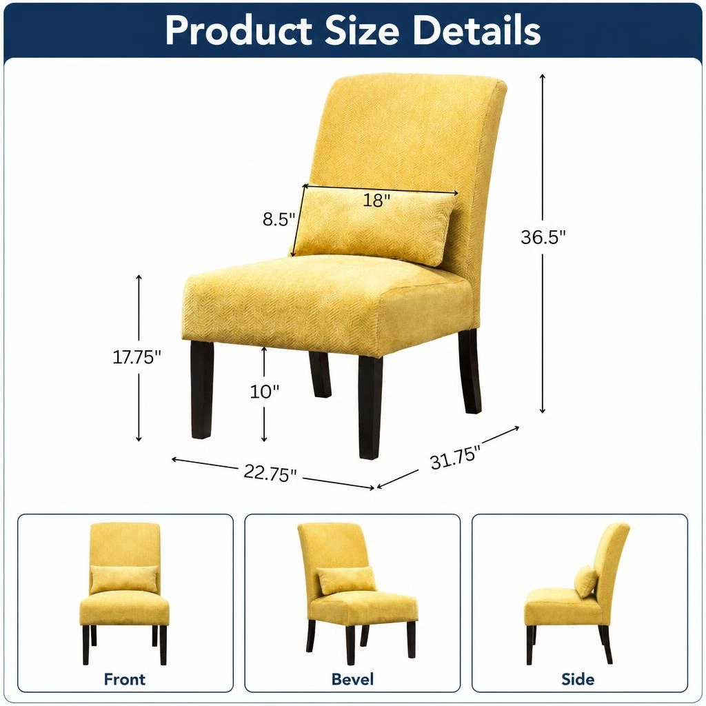 GOODSILO Modern Upholstered Armless Accent Chair for Indoor Seating