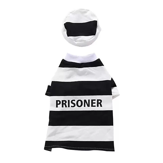 Pet Life Striped Retro Inmate Prisoner Pet Dog Costume Uniform, Color ...