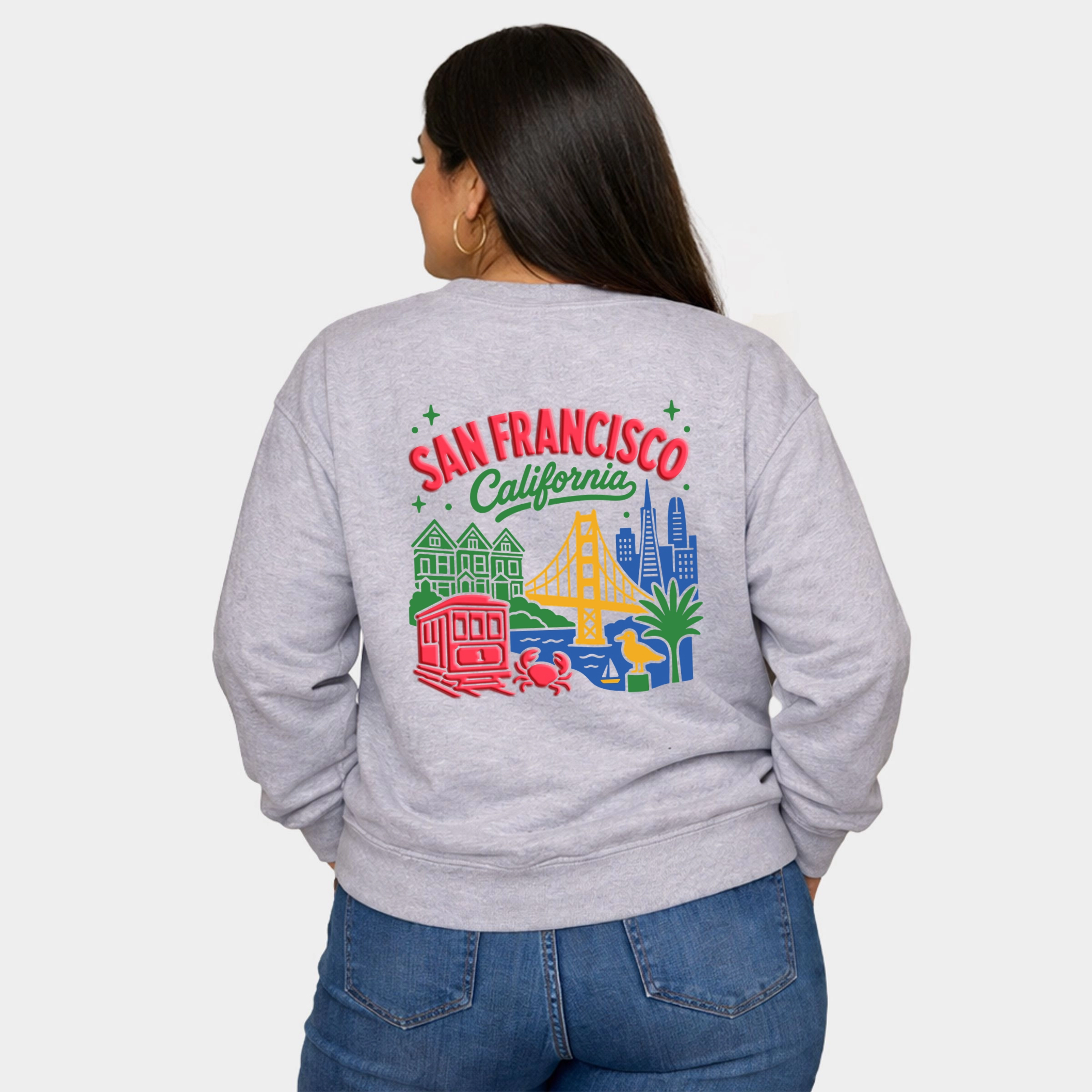 Simply Sage Market - Women's Plus Sized Graphic Sweatshirt San Francisco Vibrant Puff Print