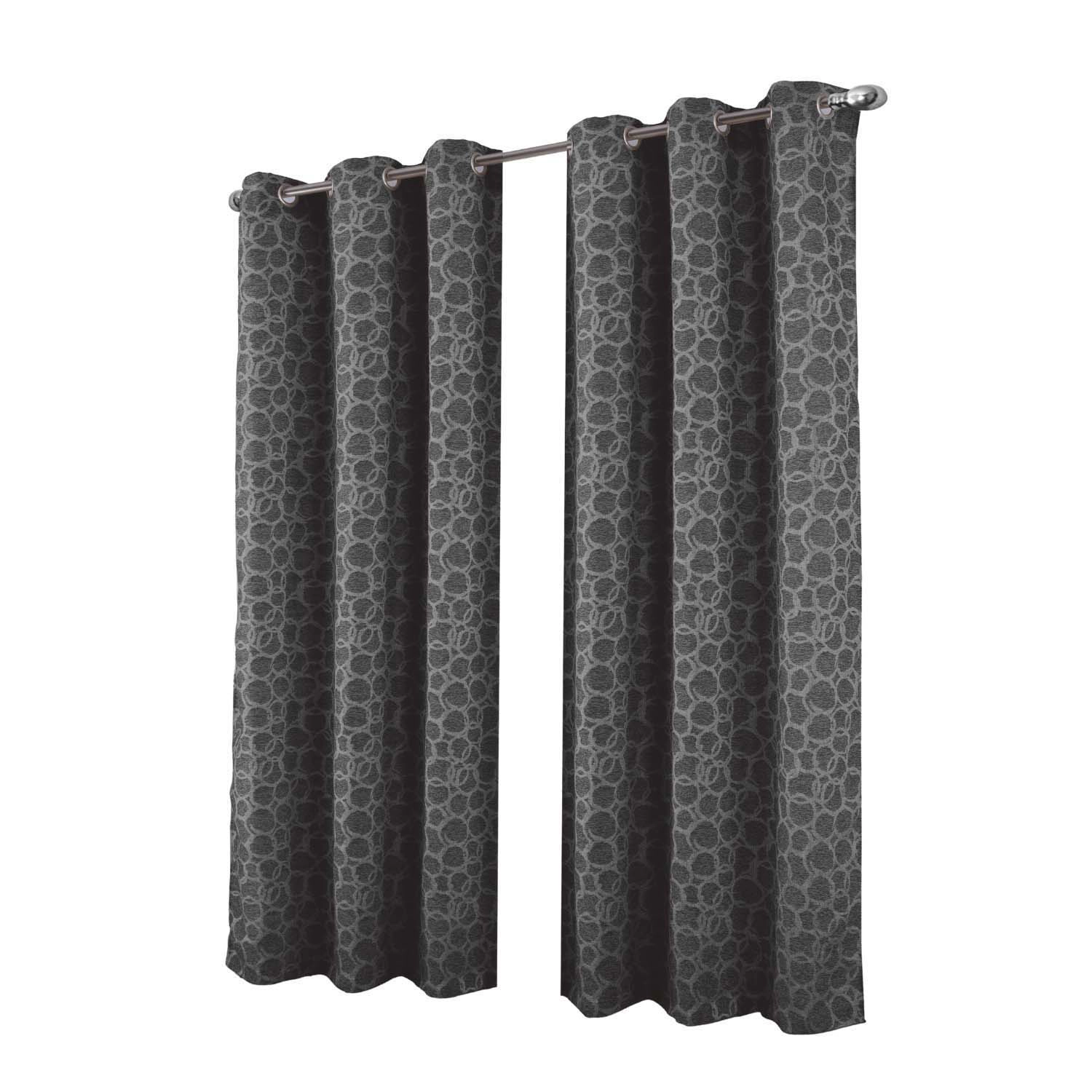 RT Designer Collection Jasper Lurex Jacquard 2 Pack Grommet Curtain Panel 36" x 84" Black
