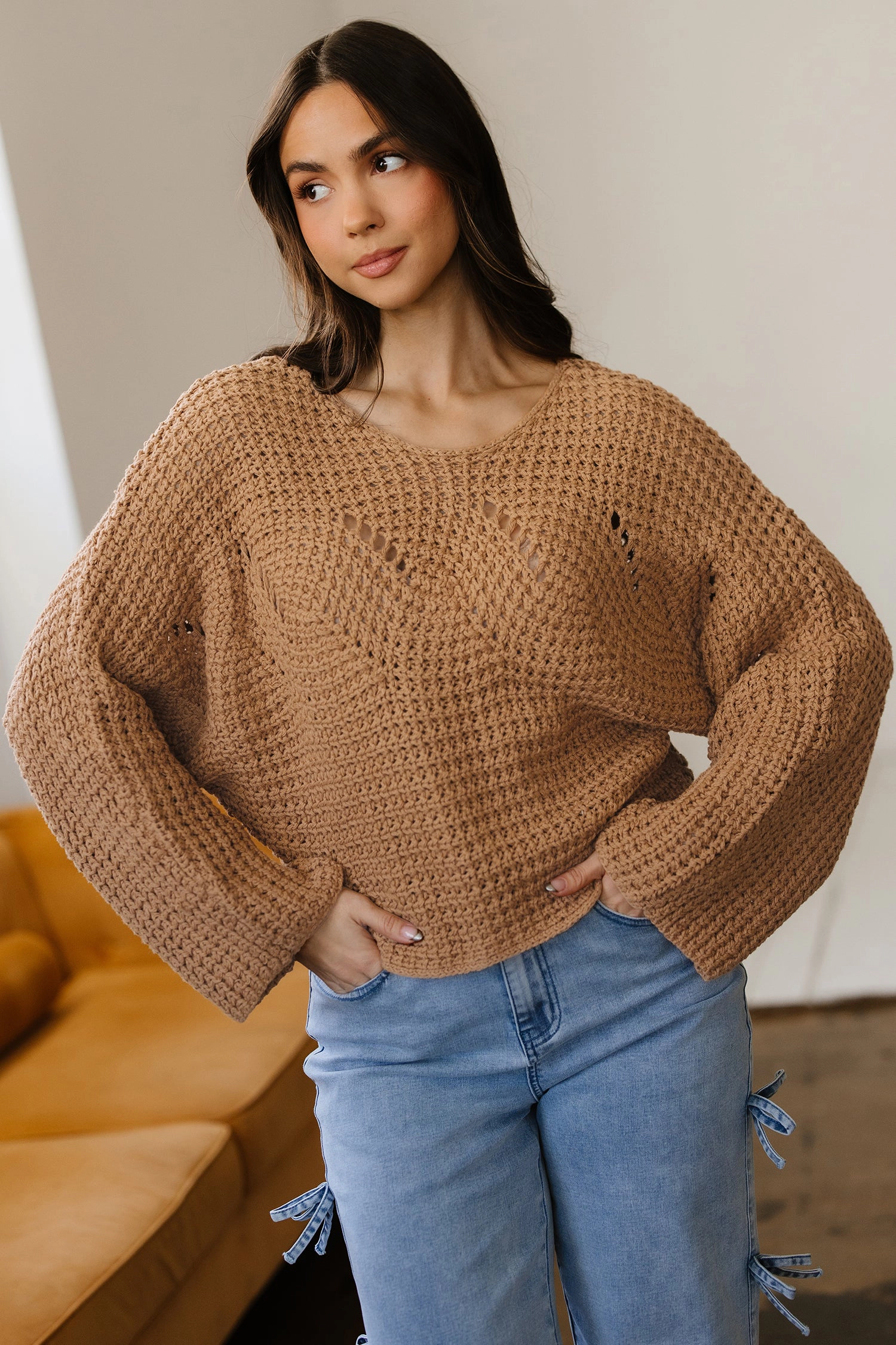 Threaded Pear Women's Ivy Sleeve Loose Pullover Sweater