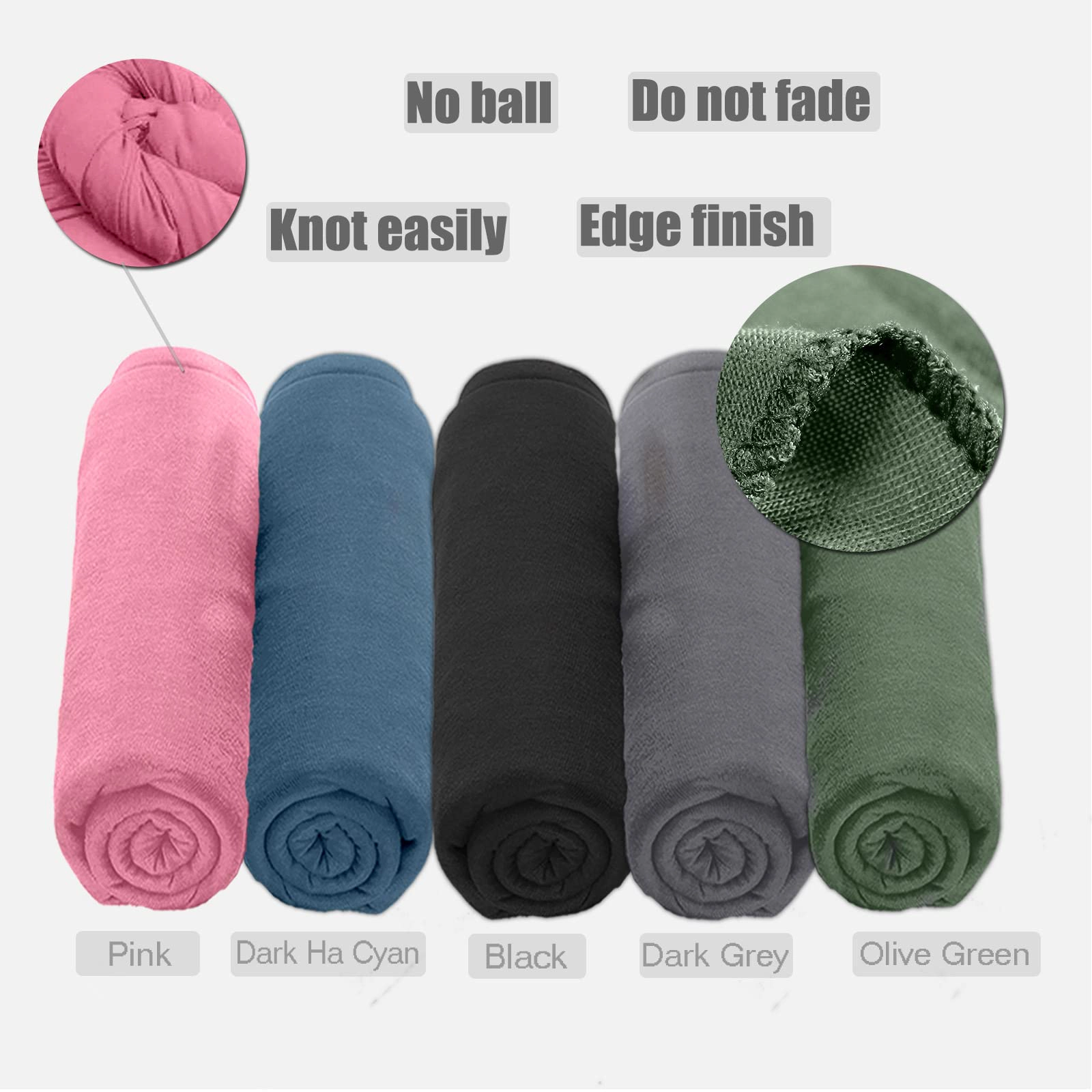 5 Pcs Stretch Jersey Turban Headwrap for Black Women, Boho Extra Long Soft Breathable Easy Knot Hijab Tie