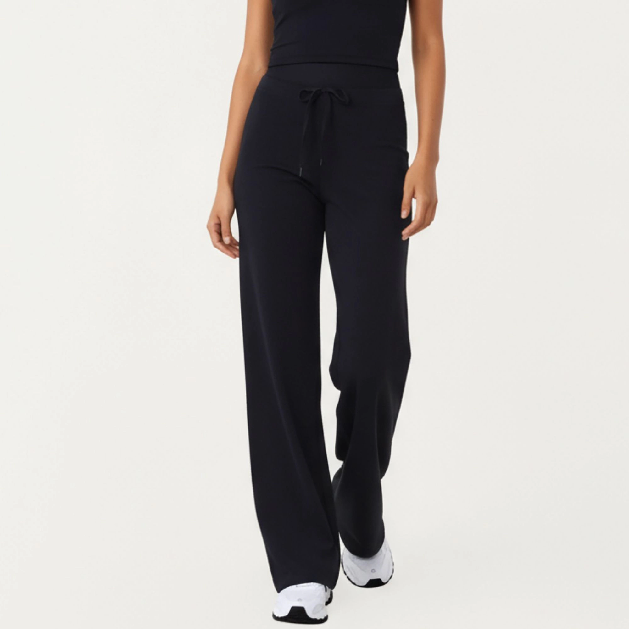 Anna-Kaci Active Women's High Waist Wide Leg Pants with Drawstring Tie and Soft Stretch Fabric