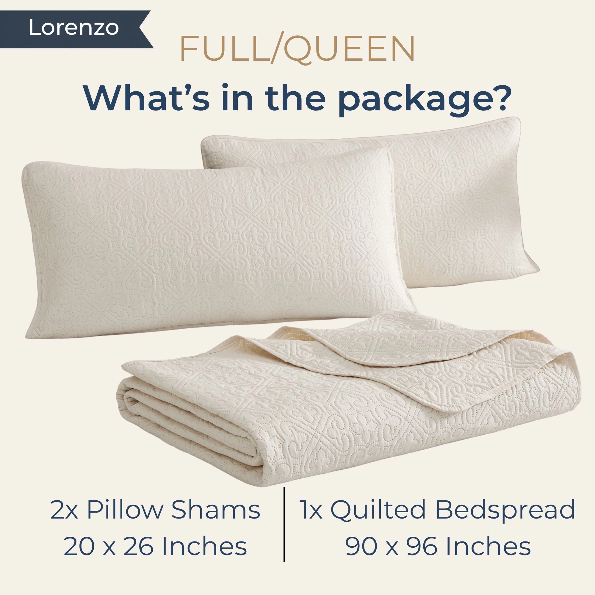 HLC.ME Lorenzo - 3 Piece Quilt Set, Lightweight Bedspread Coverlet Set