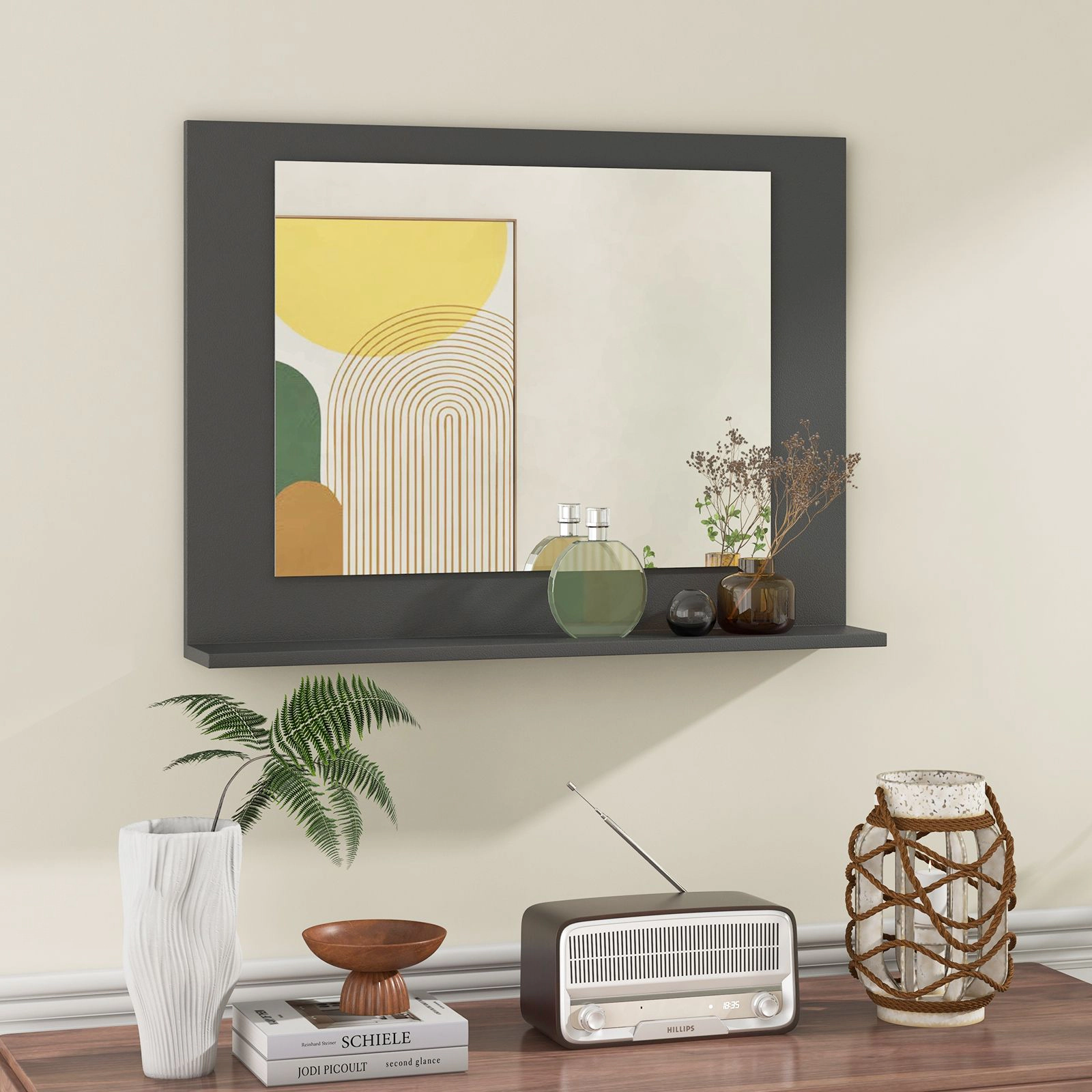 SlickBlue Bathroom Vanity Mirror With Functional Display Shelf