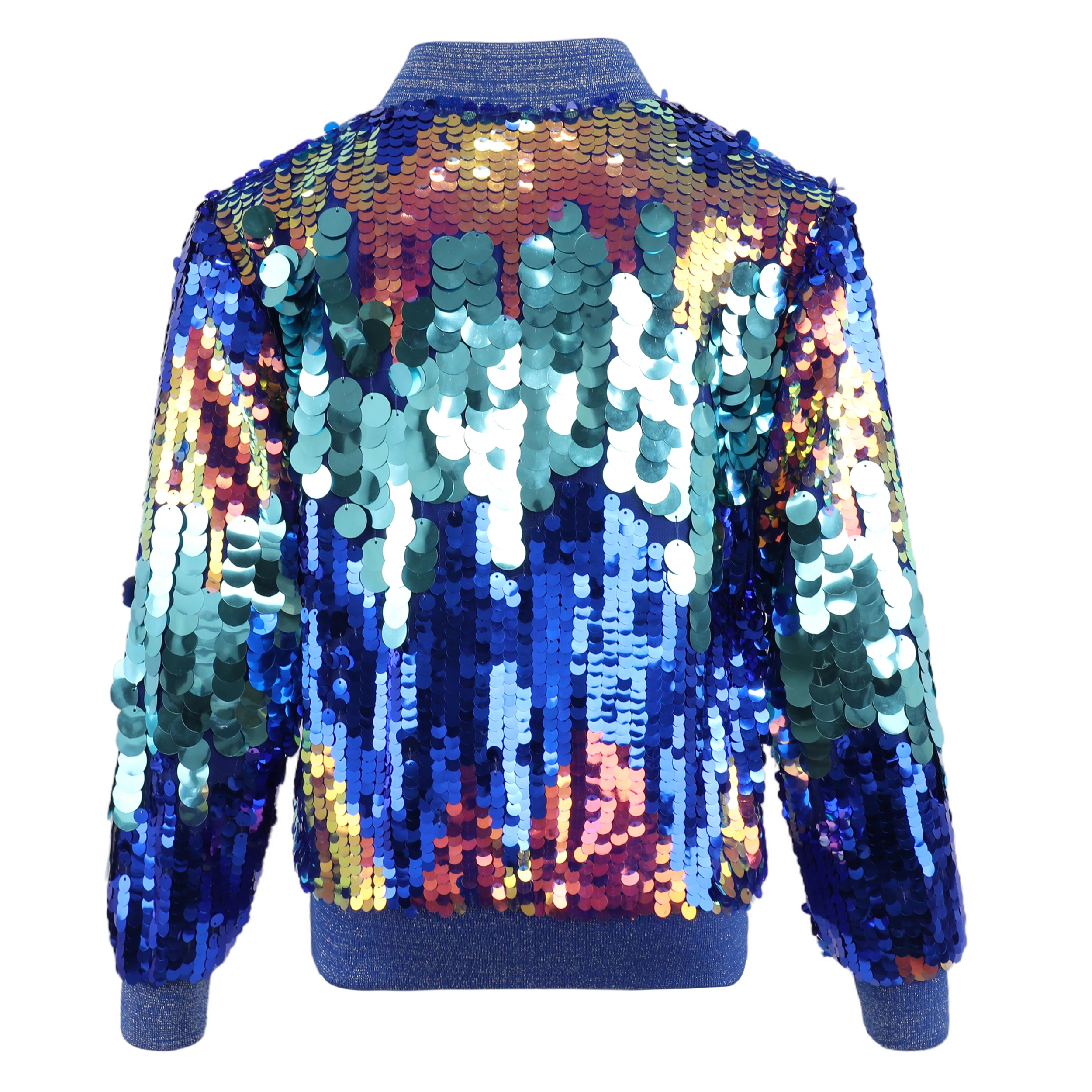 2Bunnies Girls' Cosmic Cerulean Sequin Holiday Party Bomber Jacket