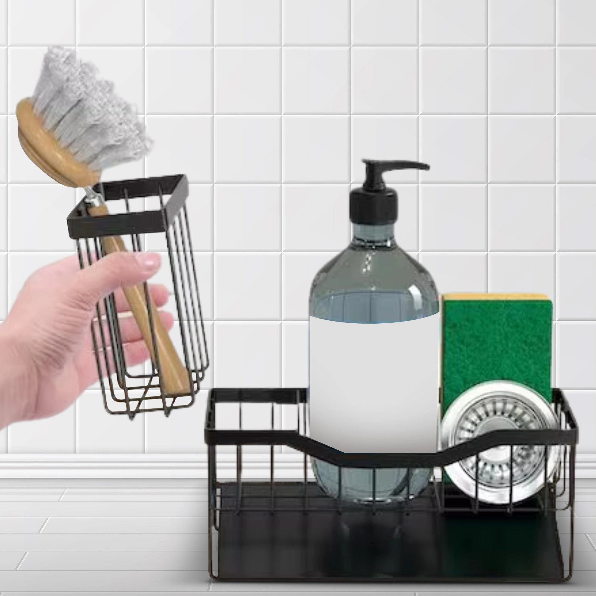 Cheer Collection Stainless Steel Sink Caddy Sponge Holder with Drain Tray