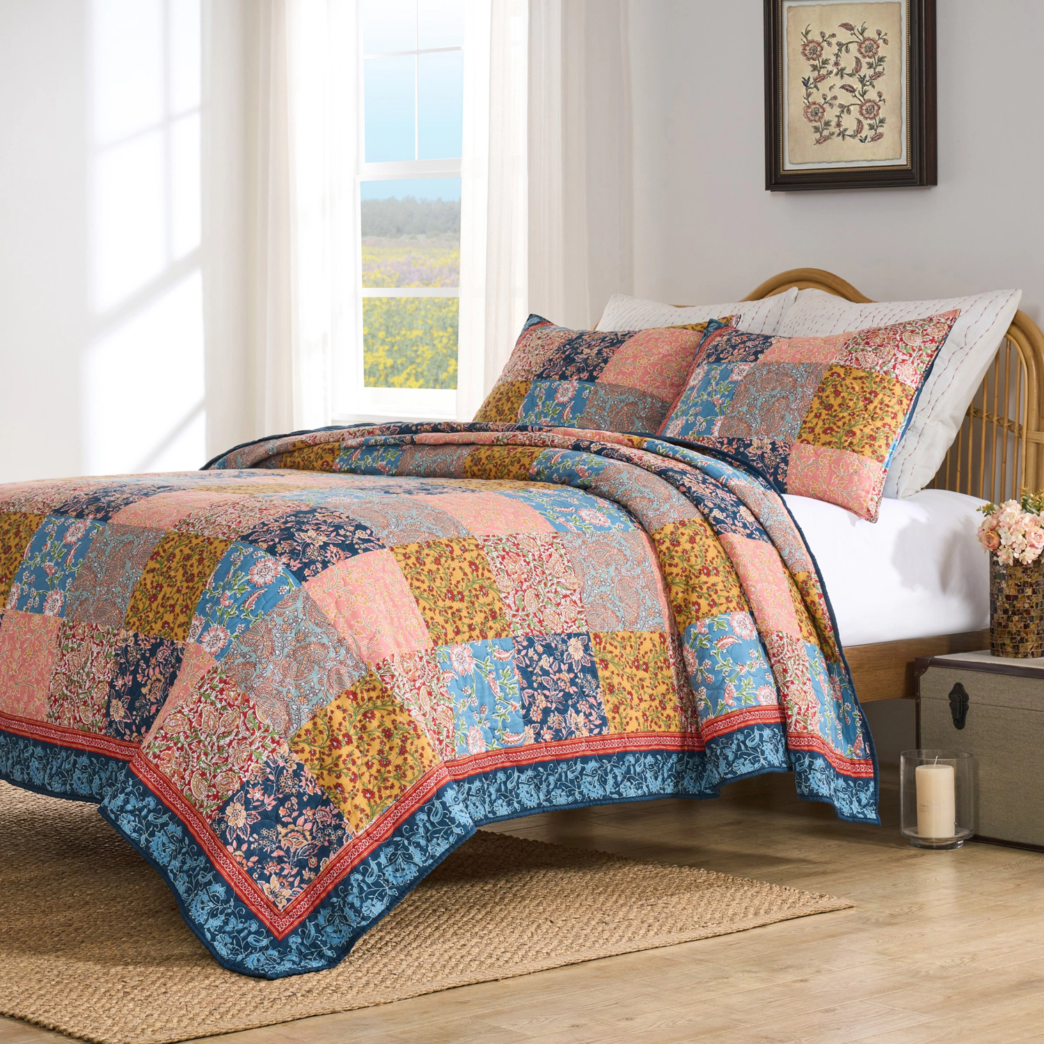 Greenland Home Fashions gier Cotton Reversible Lightweight Quilt Set 3 PC