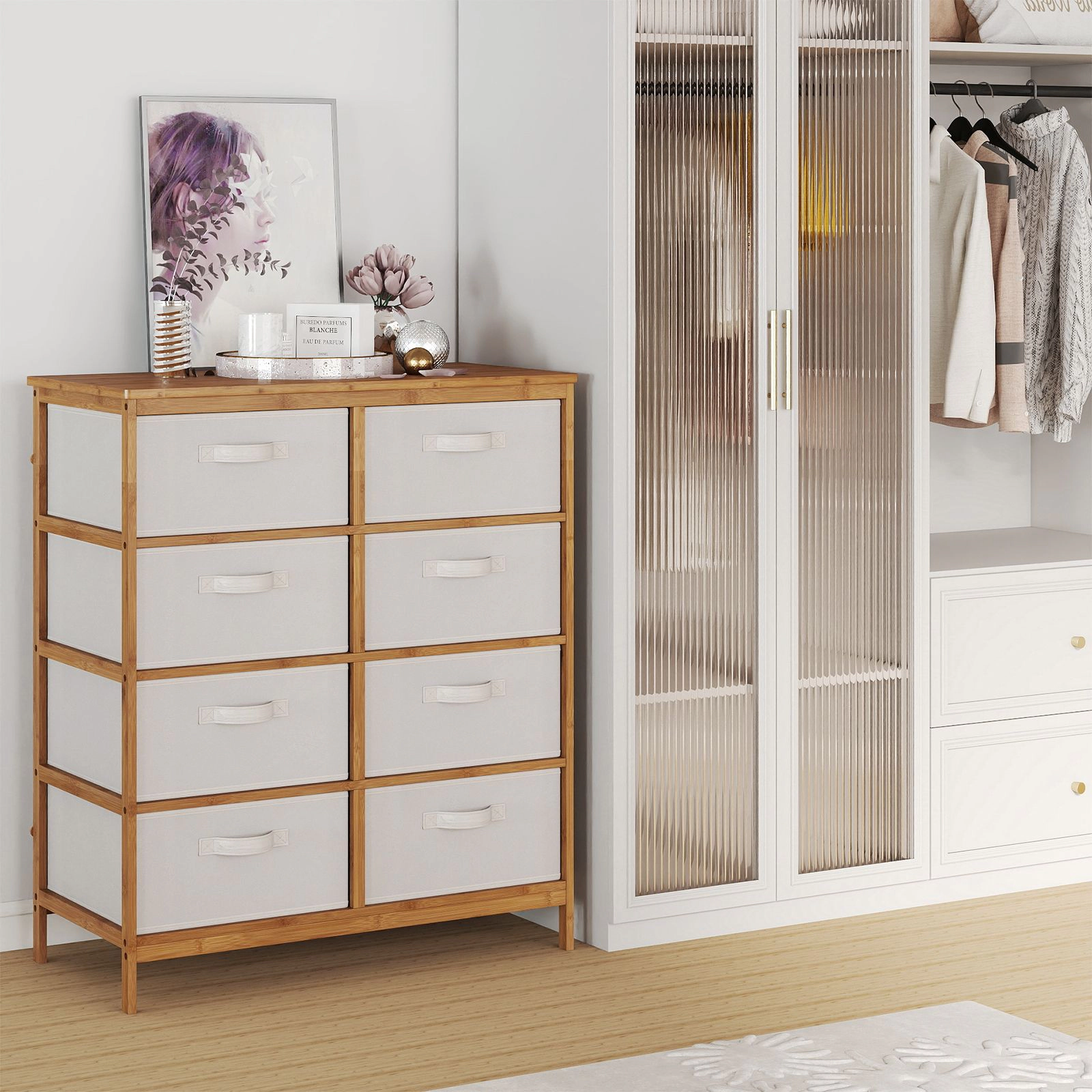 SlickBlue 8-Drawer Dresser with Fabric Storage Drawers